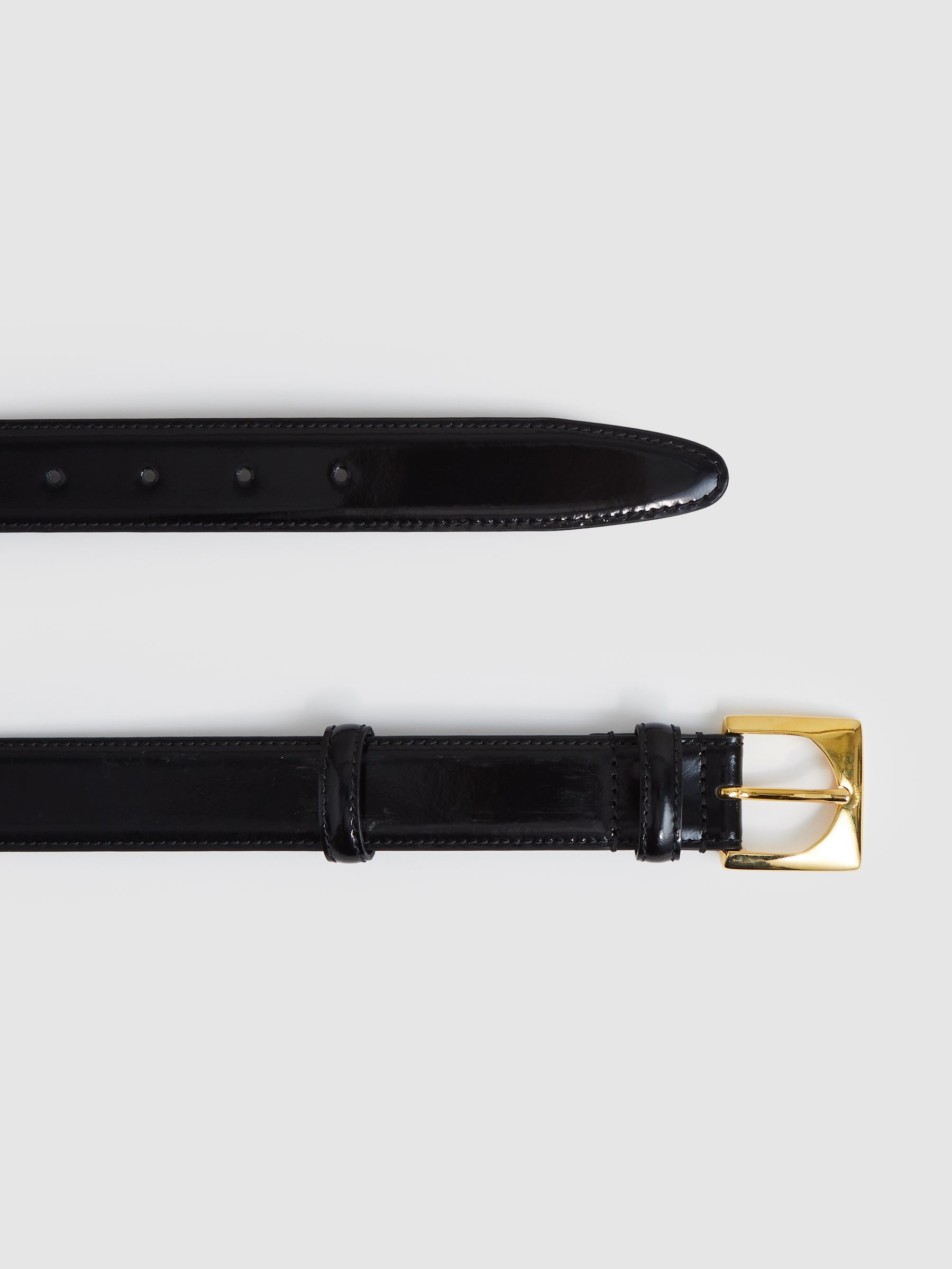 Suede Square-Buckle Belt in Black - Image 3 of 4