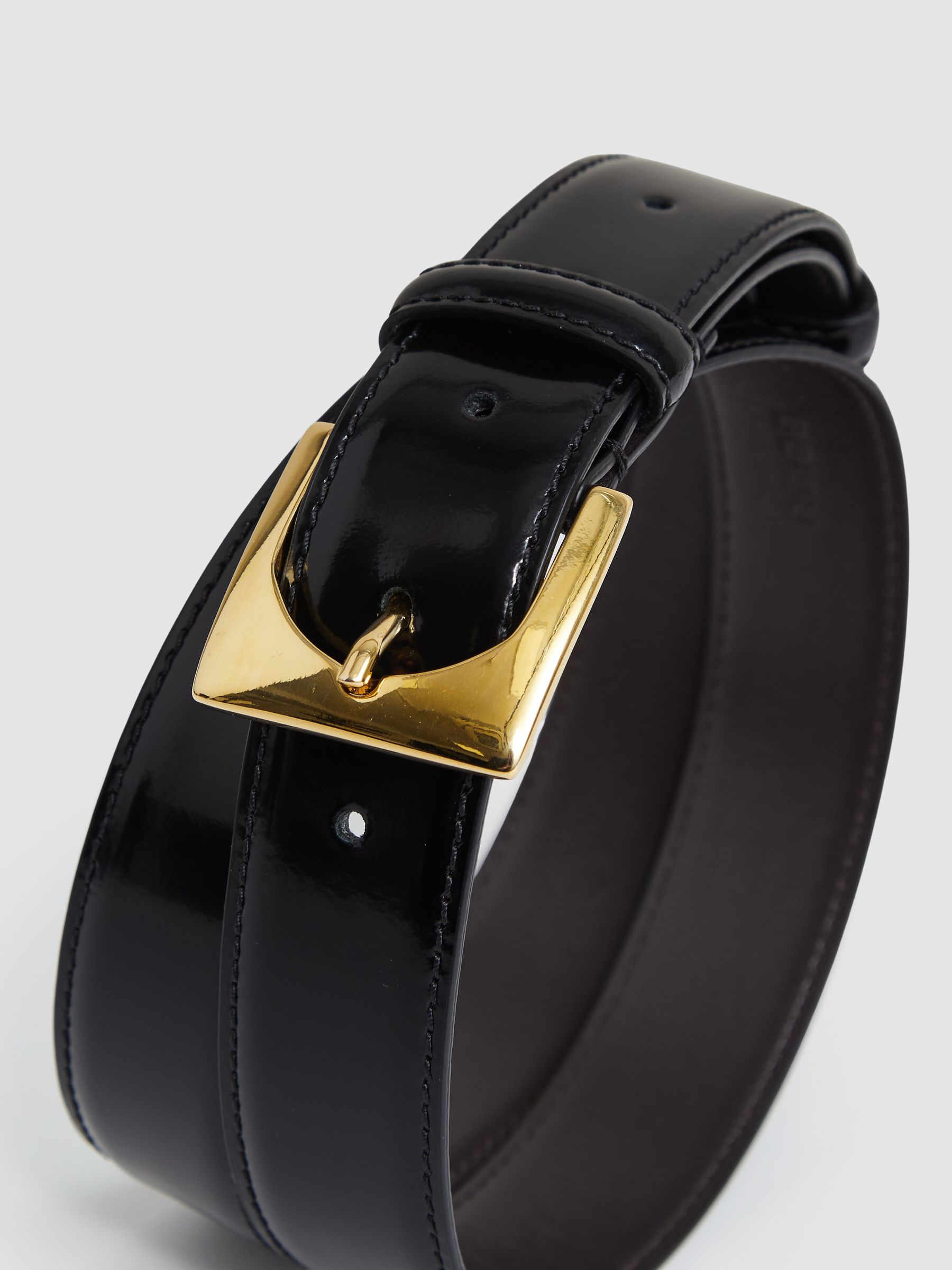 Suede Square-Buckle Belt in Black - Image 4 of 4