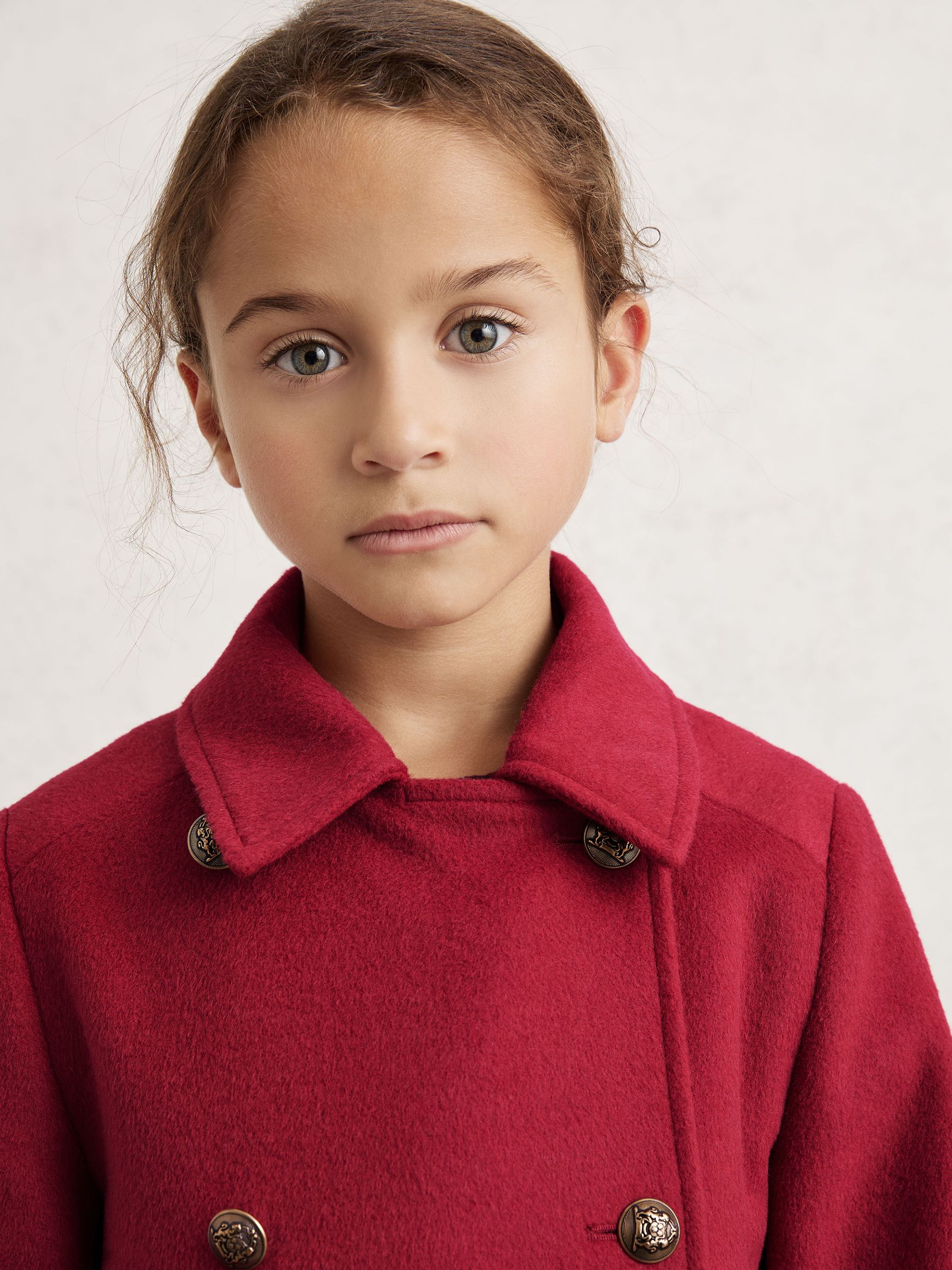 Wool-Blend Double-Breasted Coat in Red - Image 3 of 4