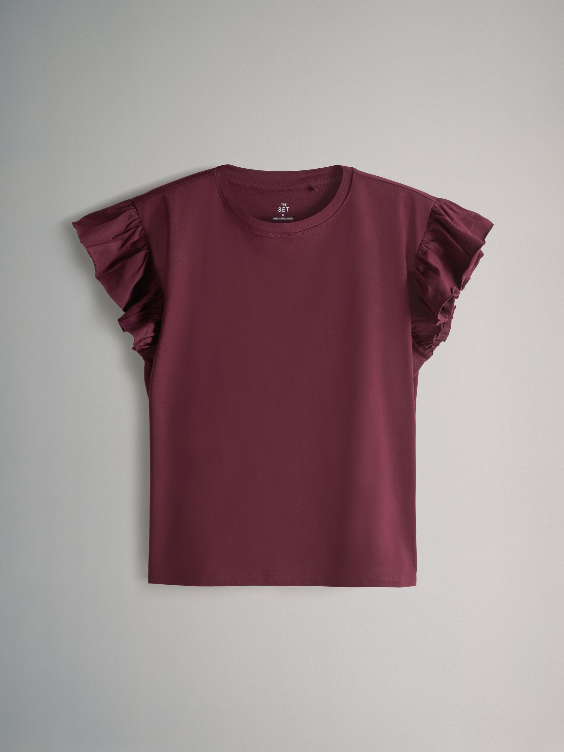 Navy/Berry/Brown/Cream - 4 Pack Ruffle Short Sleeve T-Shirts - Image 5 of 7