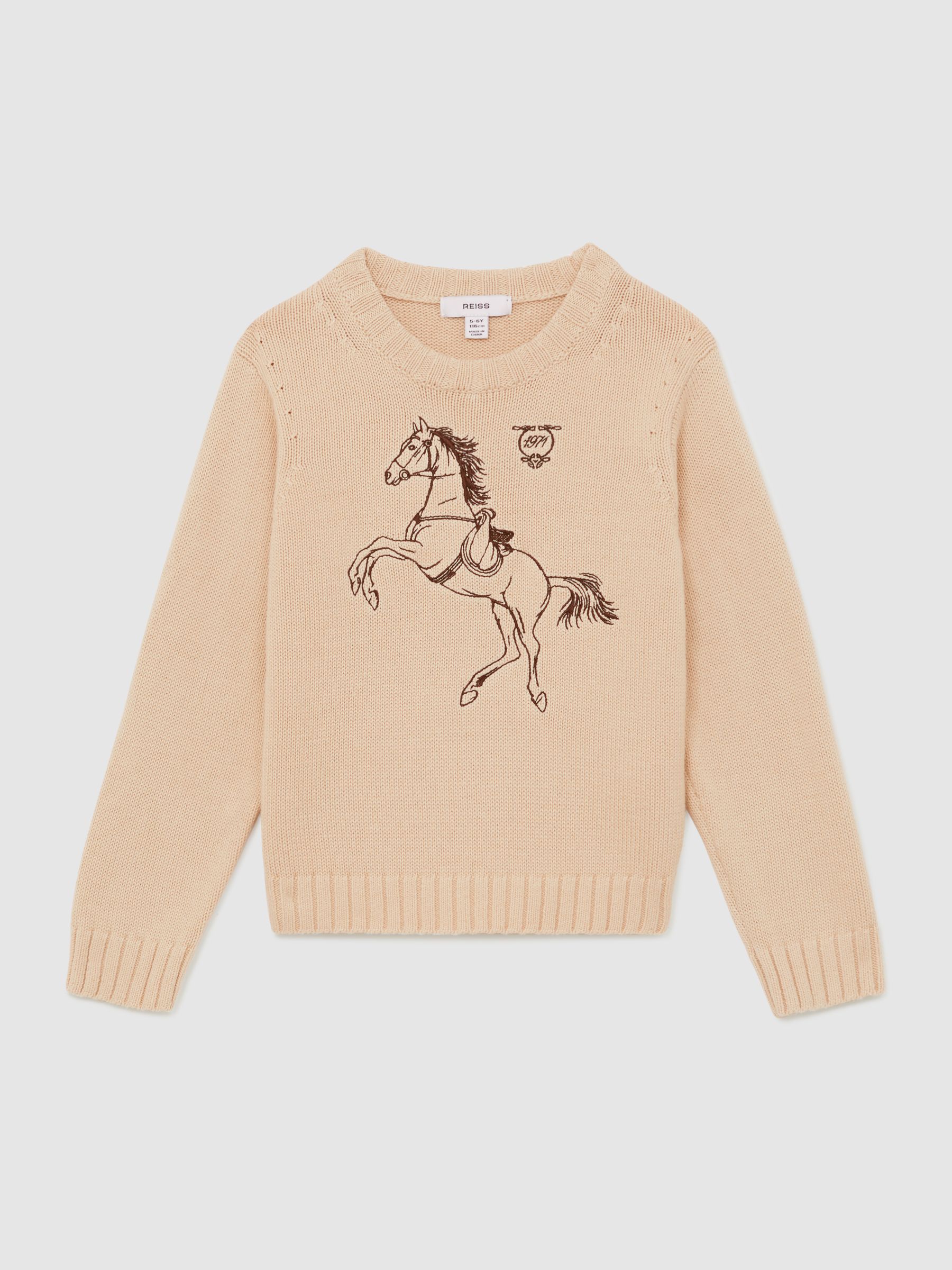 13-14 yrs Cotton Pony Club Embroidered Jumper in Oatmeal - Image 1 of 4