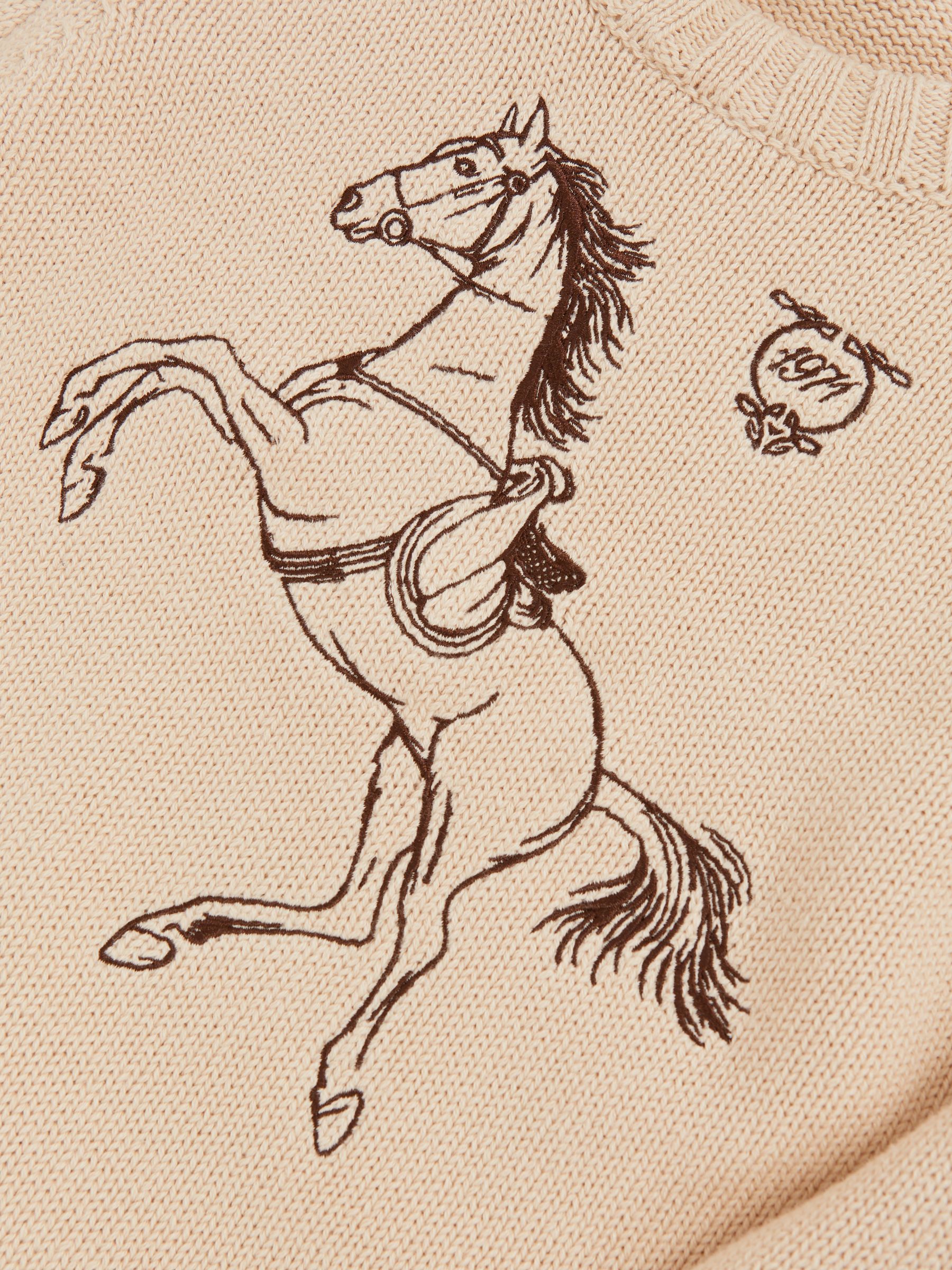 3-9 yrs Cotton Pony Club Embroidered Jumper in Oatmeal - Image 4 of 4