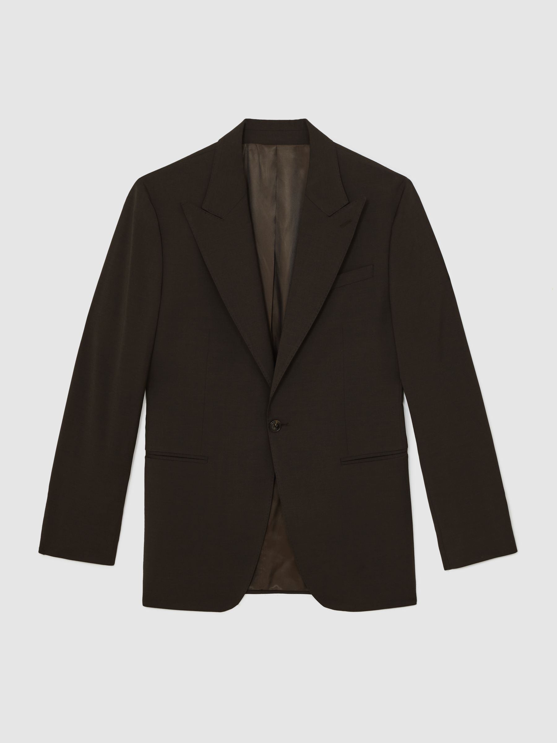 Regular-Fit Single-Breasted Wool-Blend Suit Blazer in Chocolate Brown - Image 2 of 9