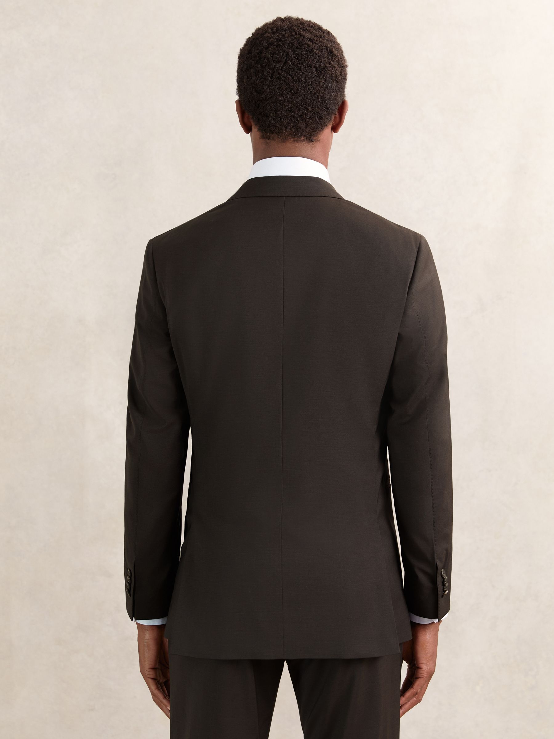 Regular-Fit Single-Breasted Wool-Blend Suit Blazer in Chocolate Brown - Image 5 of 9