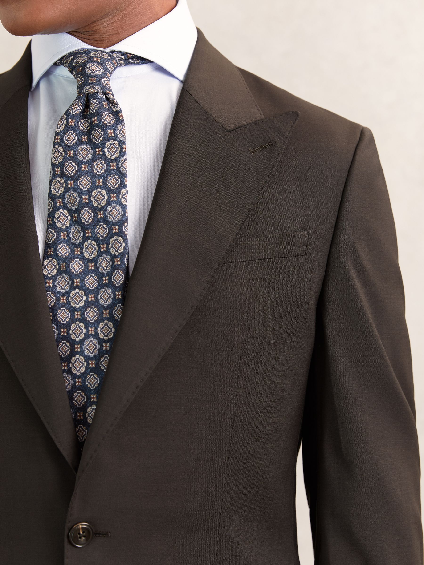 Regular-Fit Single-Breasted Wool-Blend Suit Blazer in Chocolate Brown - Image 6 of 9