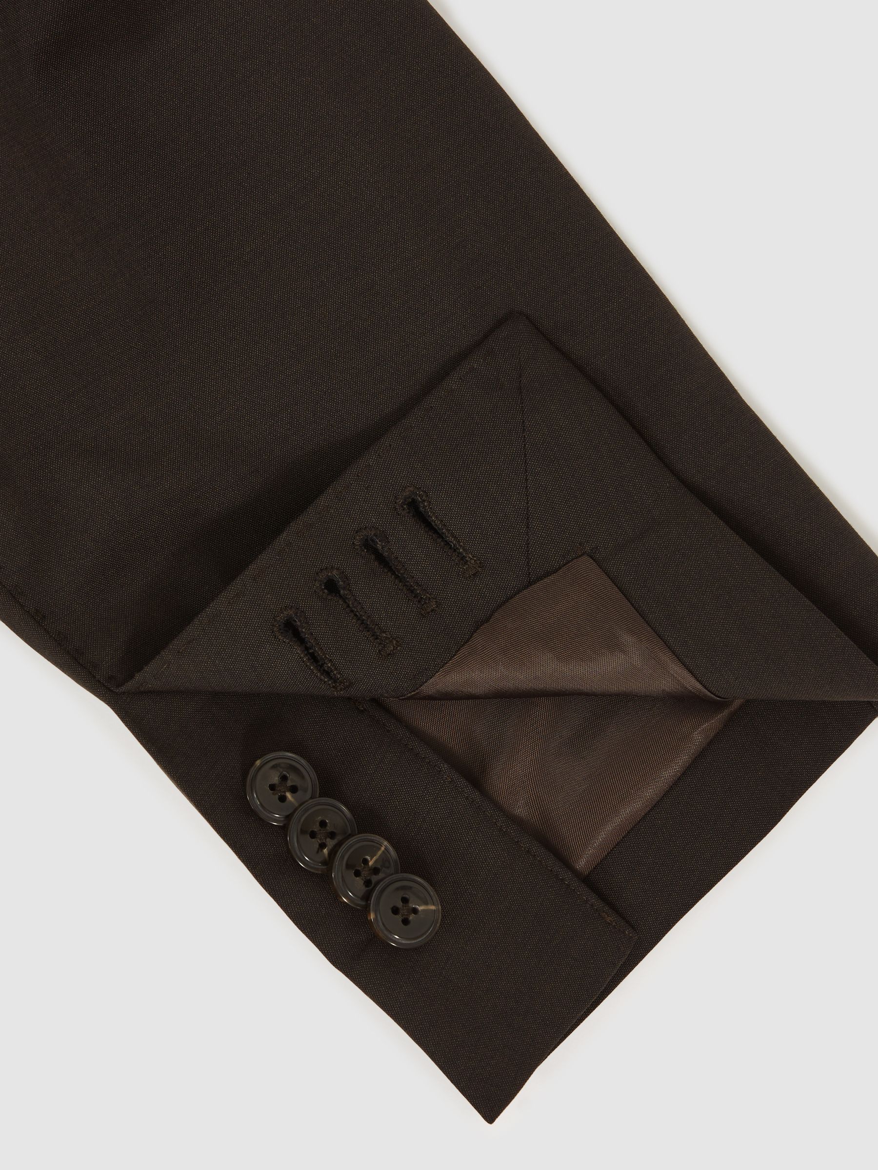 Regular-Fit Single-Breasted Wool-Blend Suit Blazer in Chocolate Brown - Image 8 of 9