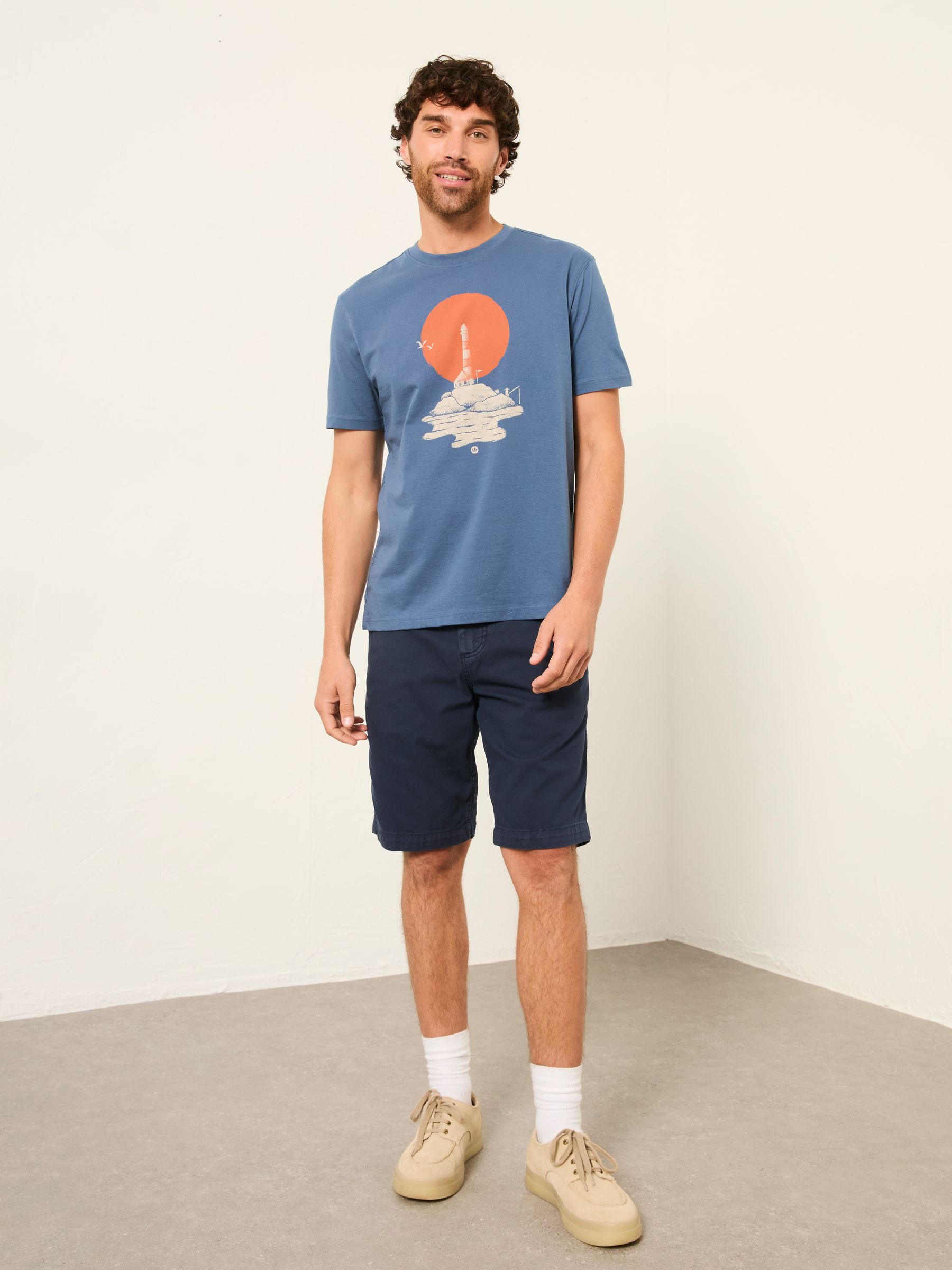 Navy Stow Garment Dye Chino Shorts - Image 3 of 6