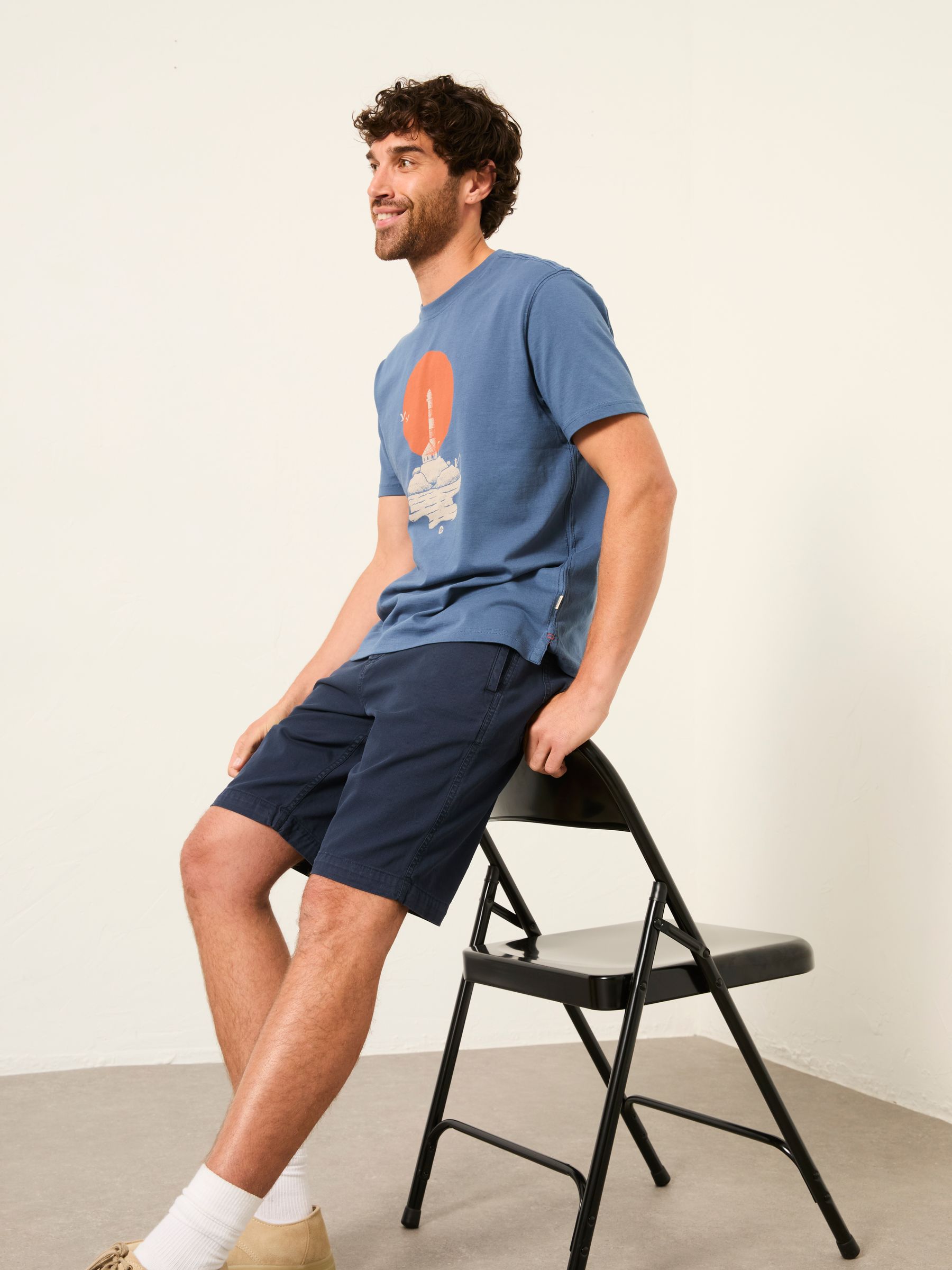 Navy Stow Garment Dye Chino Shorts - Image 5 of 6