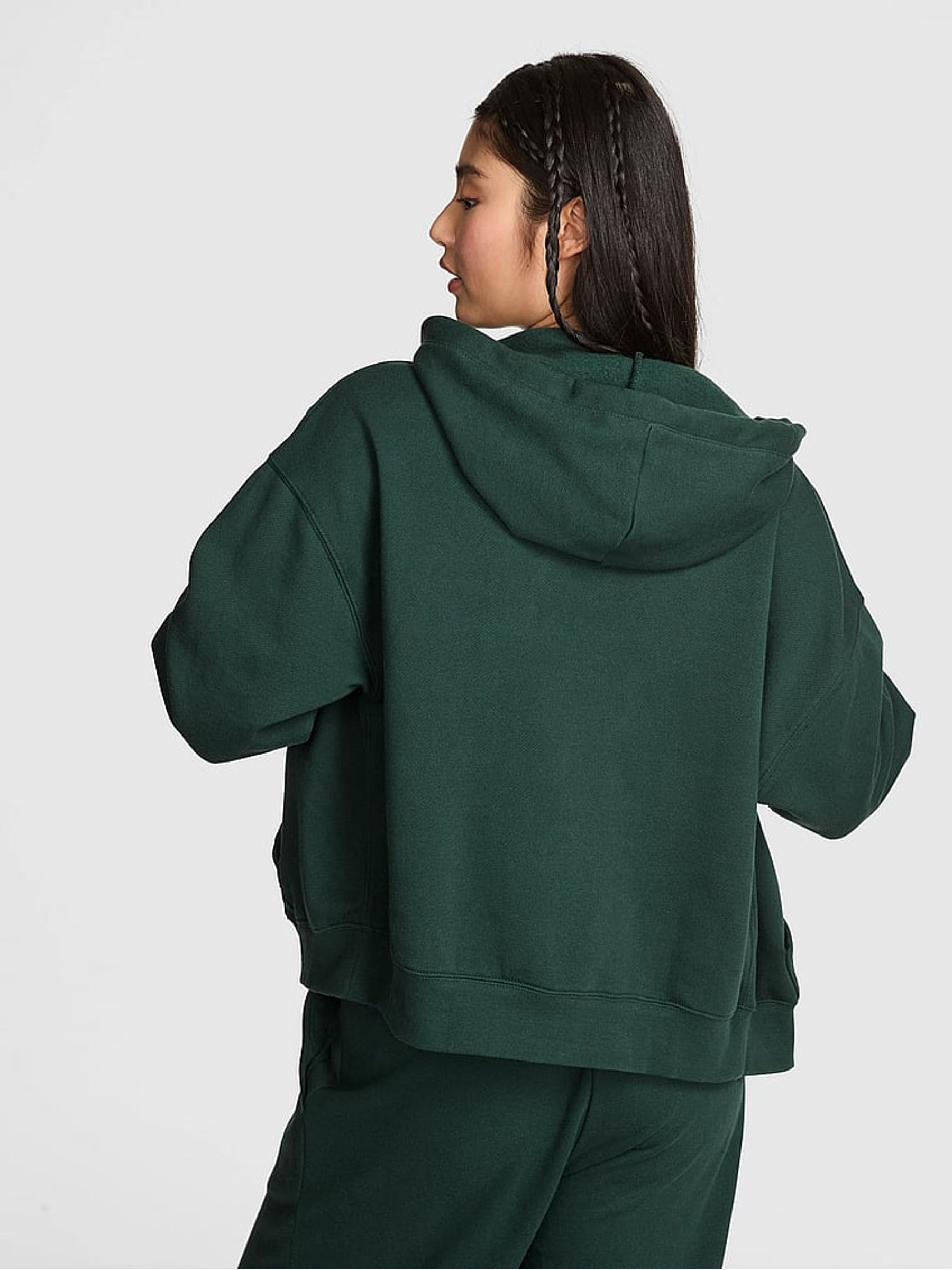 Deep Forest Green Fleece Zip Up Hoodie - Image 2 of 2 Deep Forest Green Fleece Zip Up Hoodie - Image 2 of 2