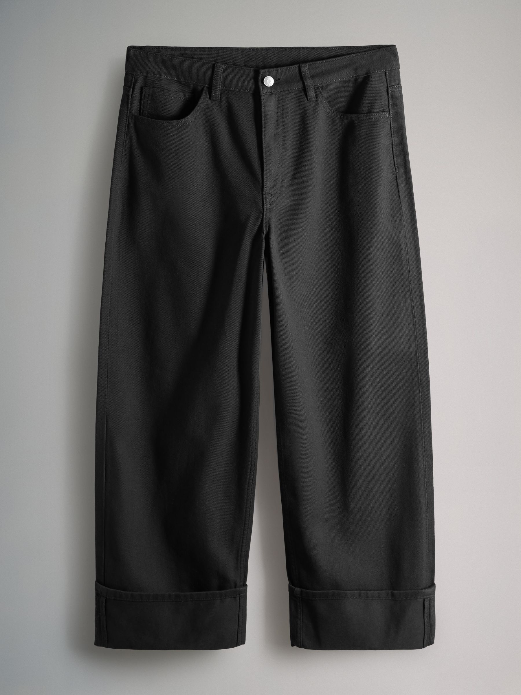 Black/Mid Blue 2 Pack Turn Up Wide Leg Denim Jeans - Image 3 of 5