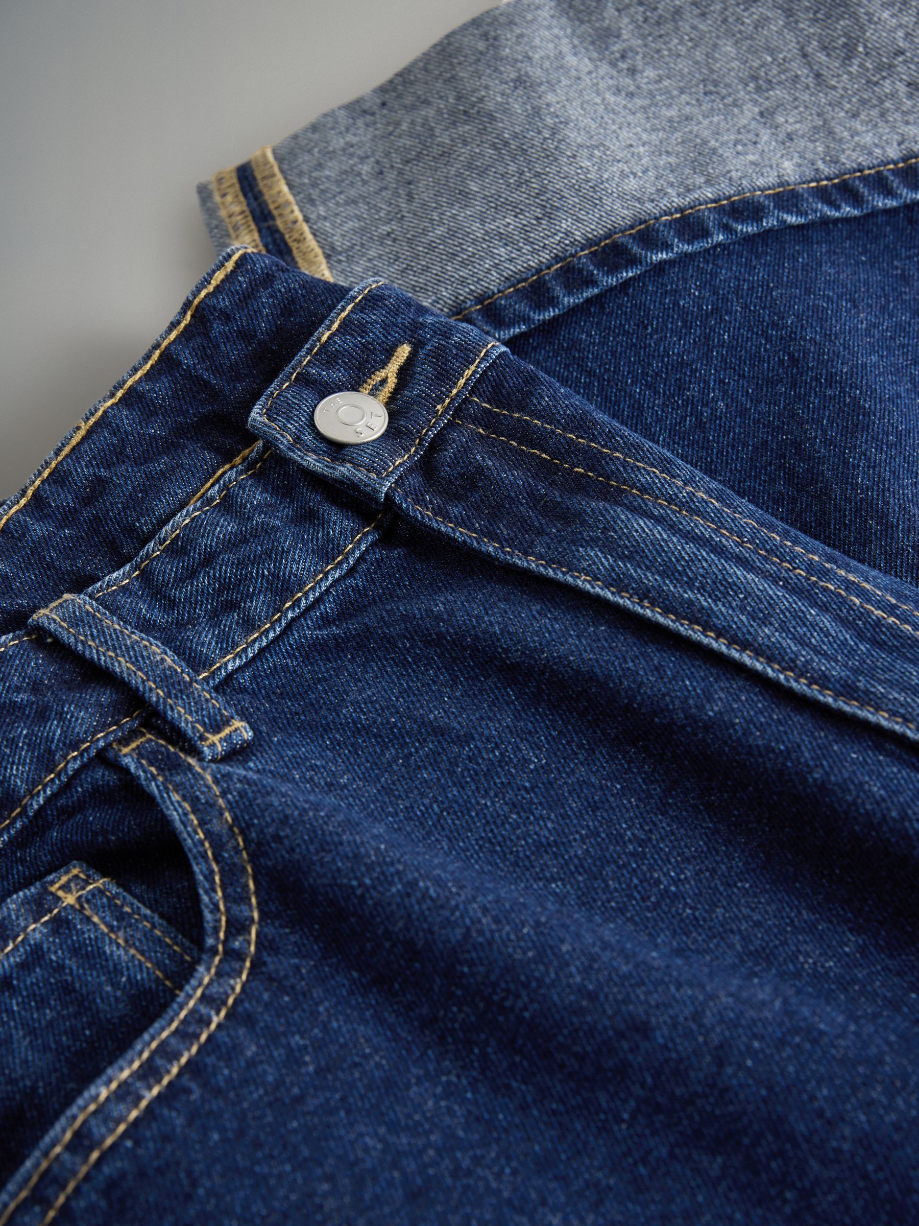 Black/Mid Blue 2 Pack Turn Up Wide Leg Denim Jeans - Image 5 of 5