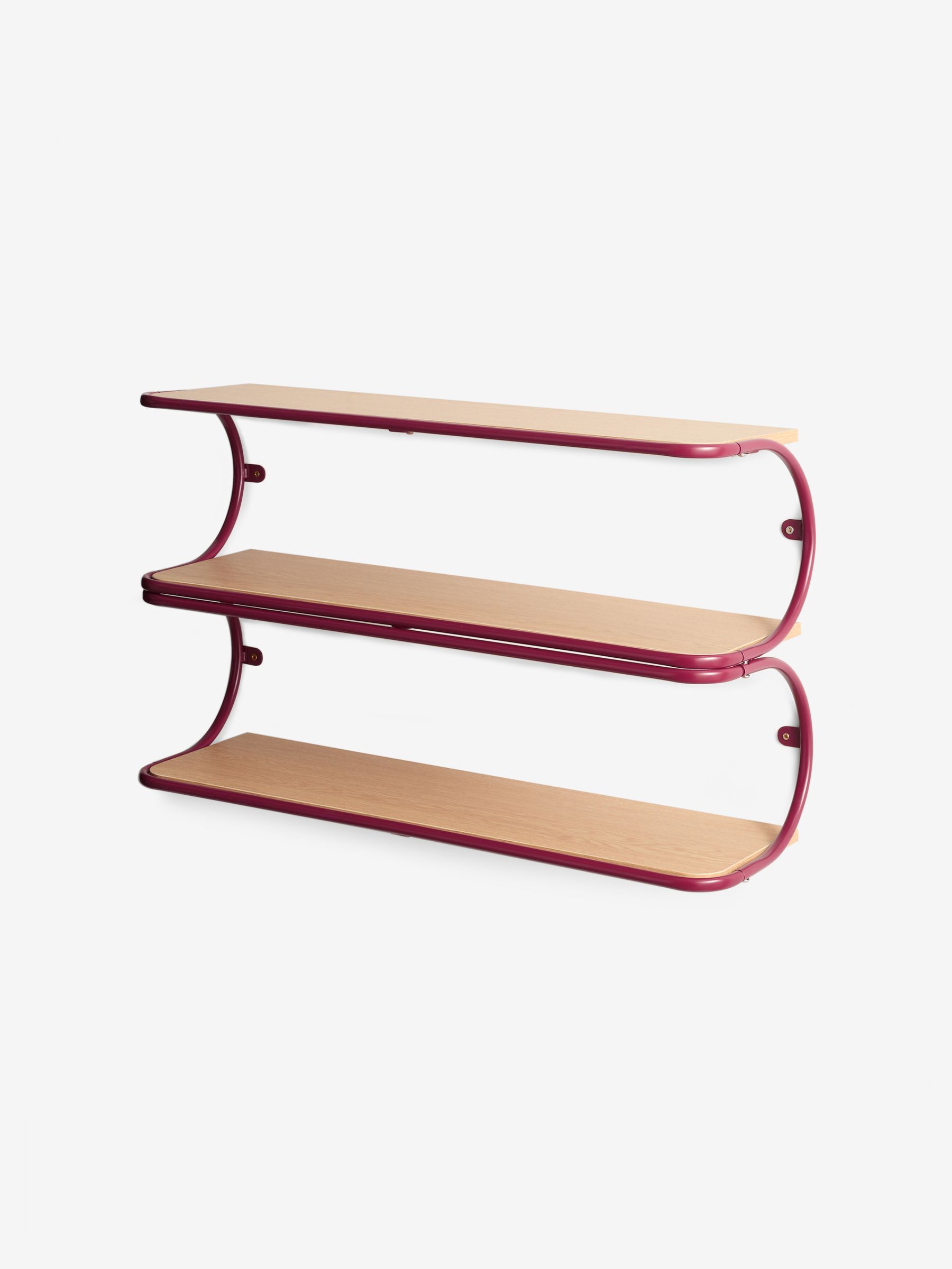 Piper Wall Shelf in Burgundy and Oak Effect - Image 4 of 5