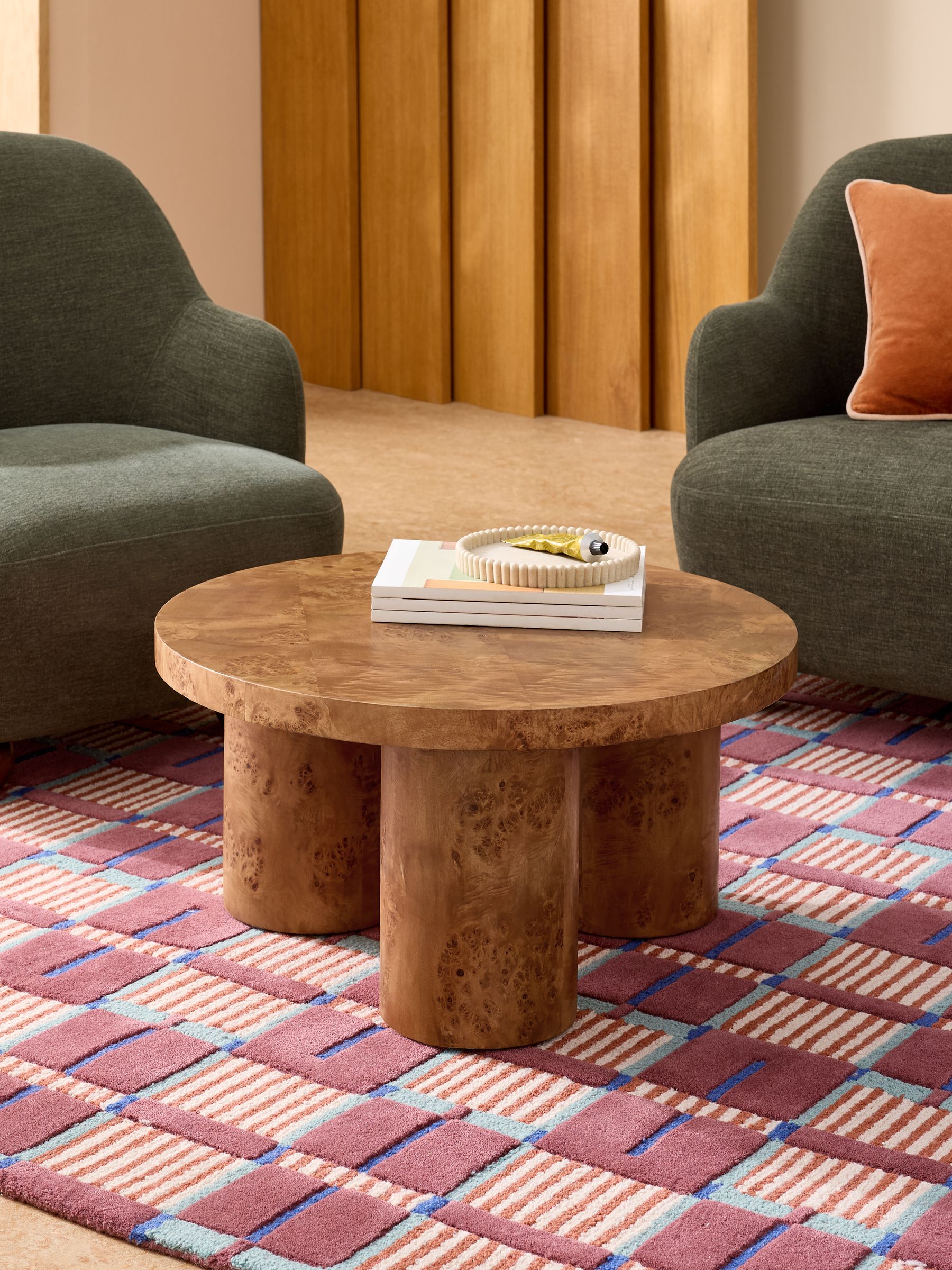 Lacey Round Coffee Table in Dark Burl Wood - Image 1 of 5