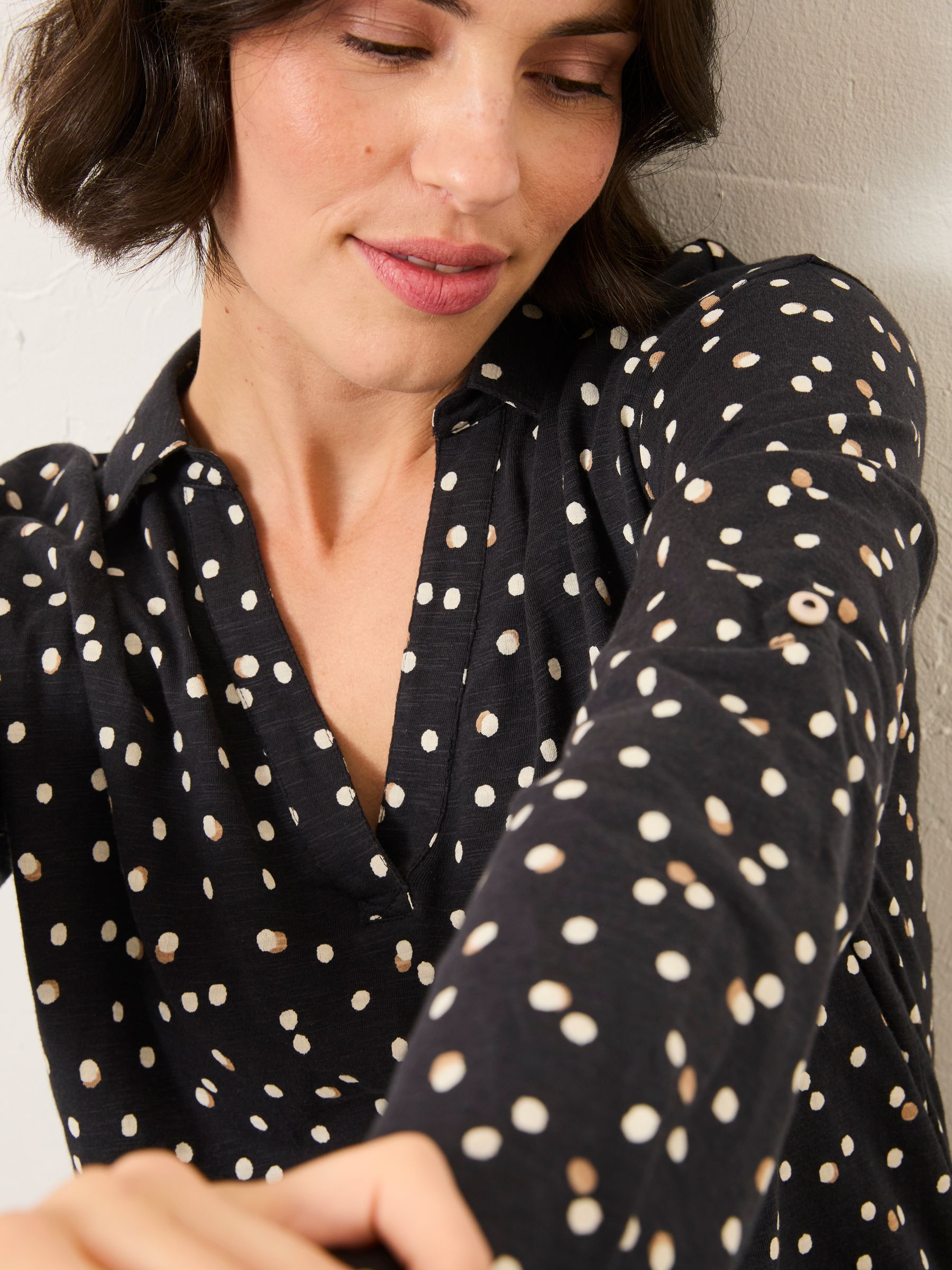 Paige Black Polka Dot Jersey Shirt - Image 4 of 6