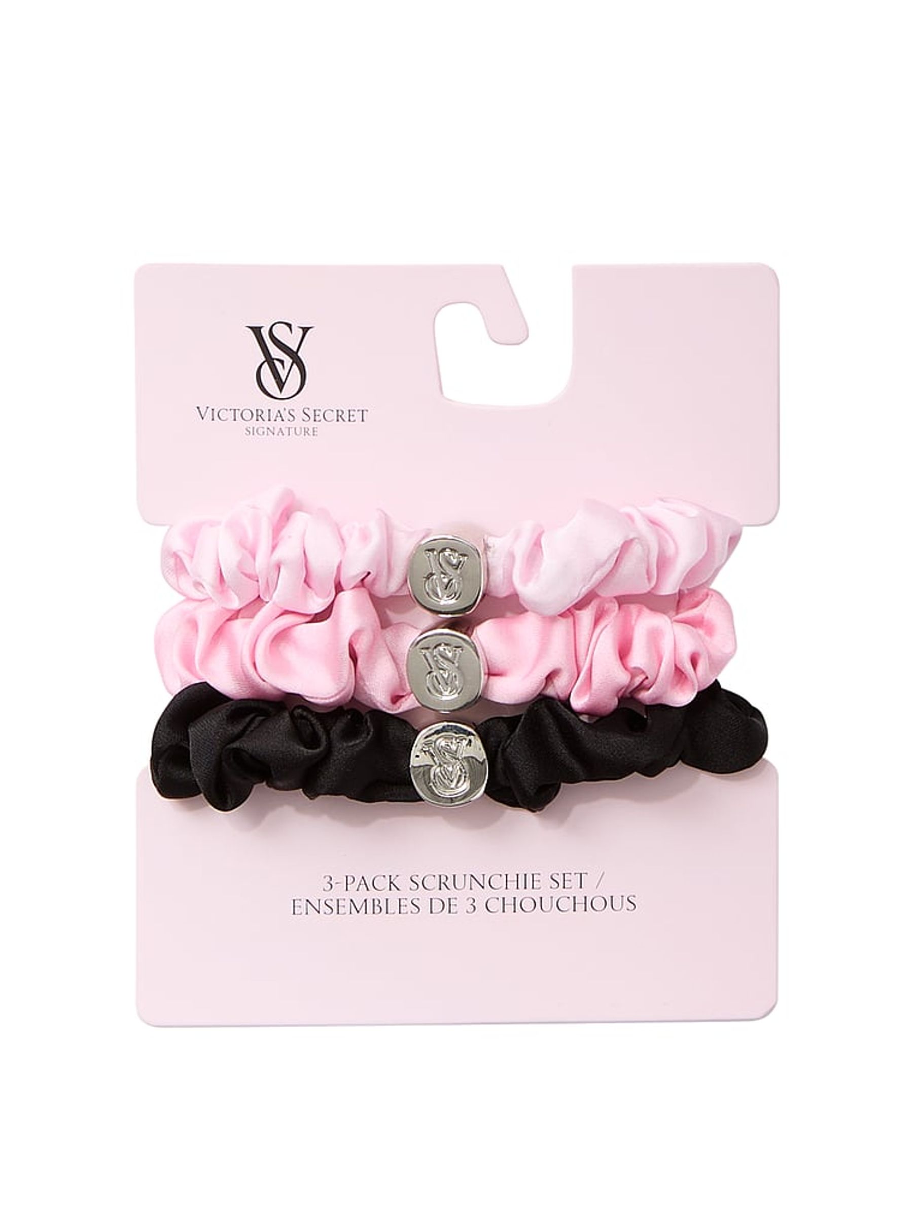 Black/Pink 3 Pack Scrunchie Set - Image 1 of 2