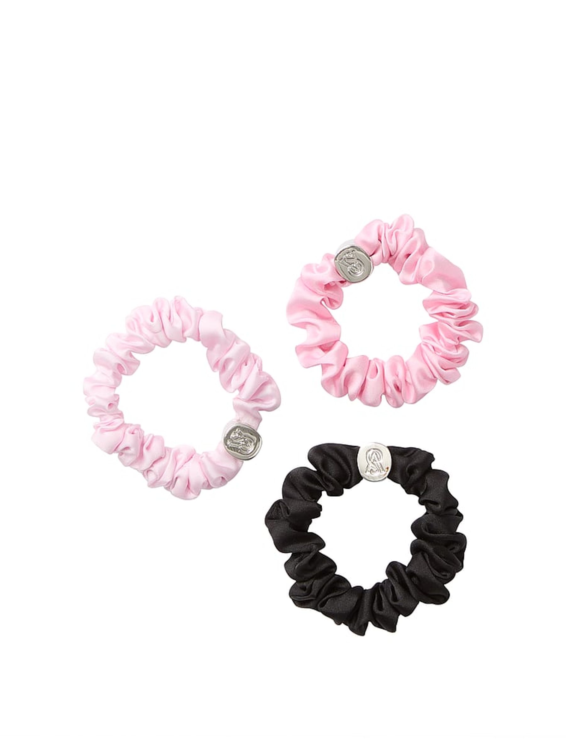 Black/Pink 3 Pack Scrunchie Set - Image 2 of 2