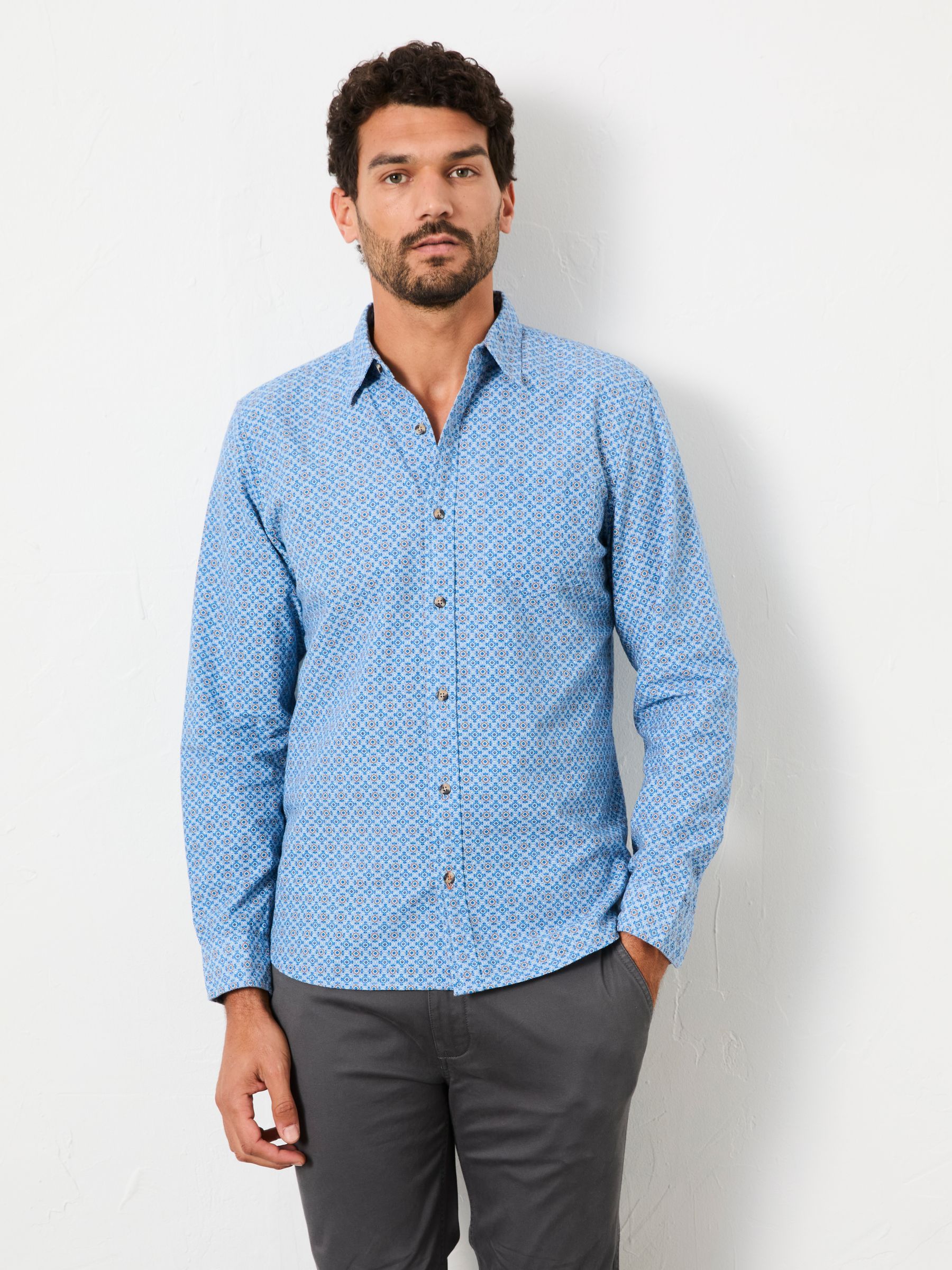 Long Sleeve Geo Tile Print Shirt