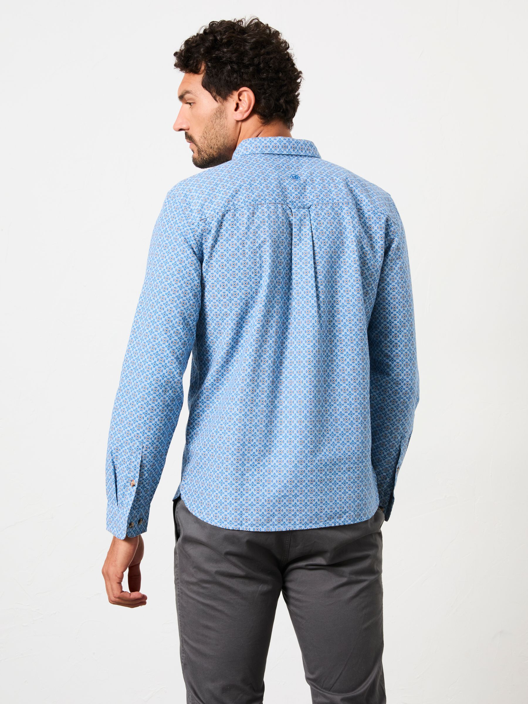 Blue Long Sleeve Geo Tile Print Shirt - Image 2 of 5