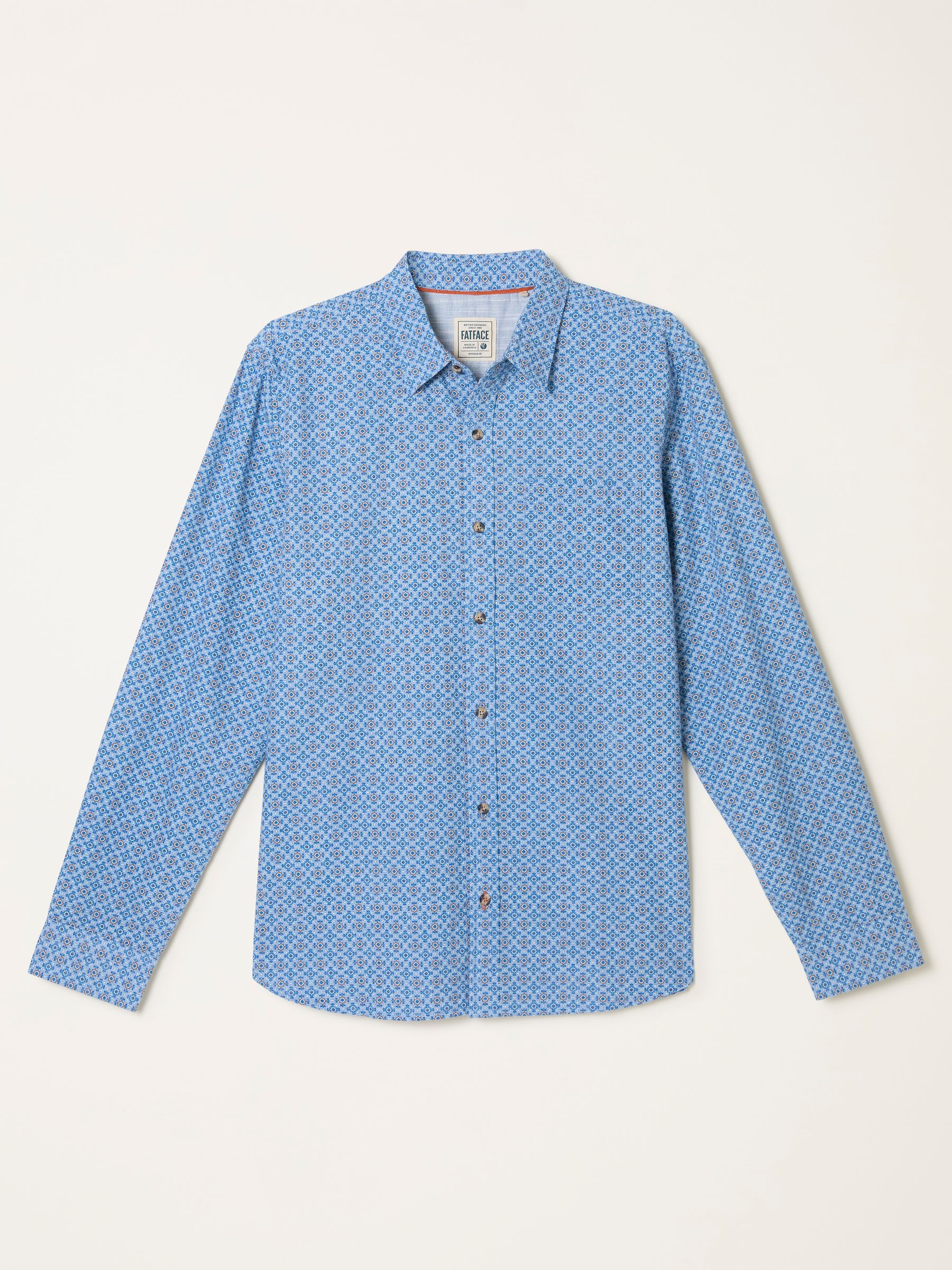 Blue Long Sleeve Geo Tile Print Shirt - Image 5 of 5