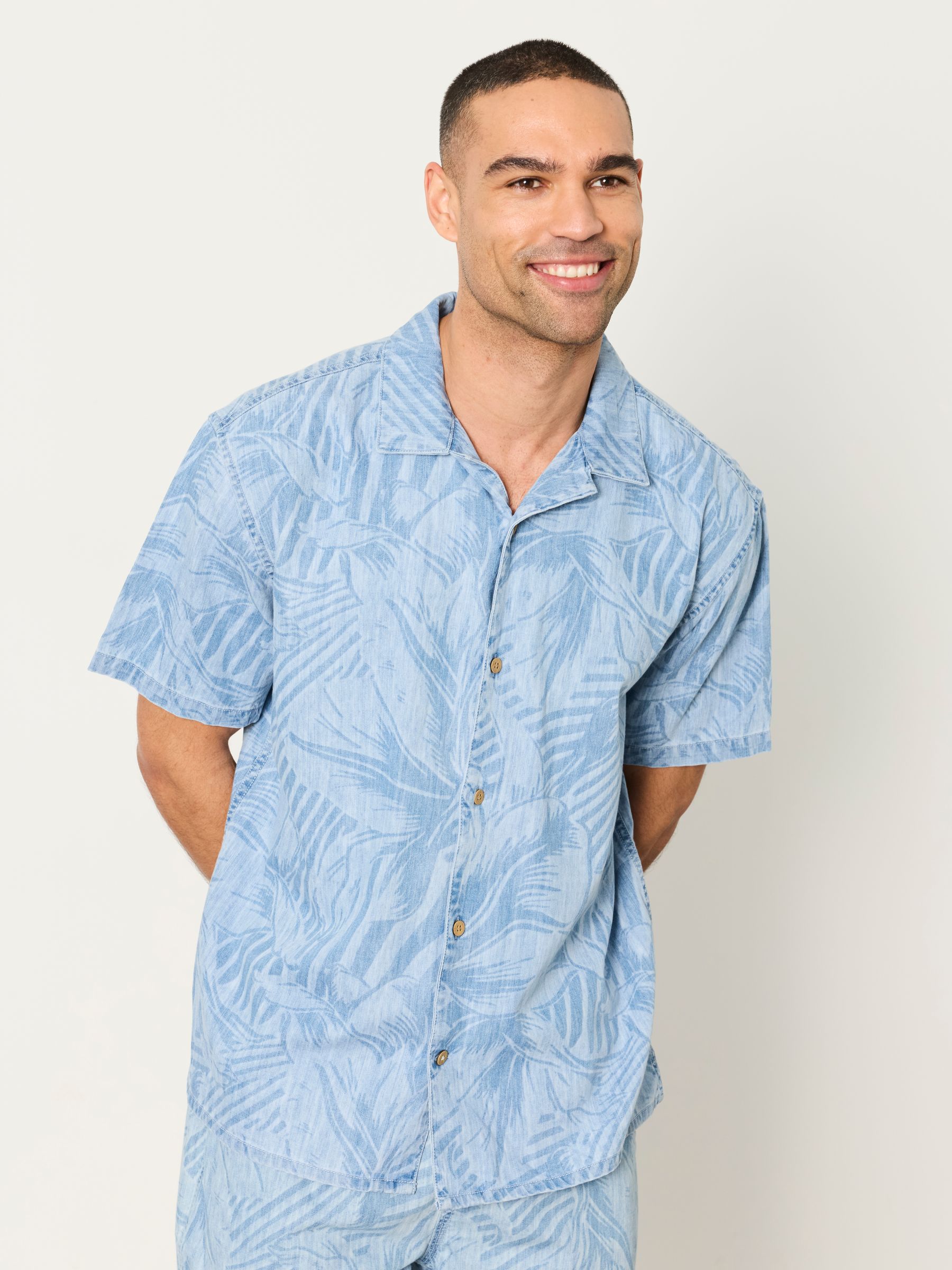 Chambray Blue Short Sleeve Relaxed Fit Jungle Chambray Shirt - Image 1 of 6