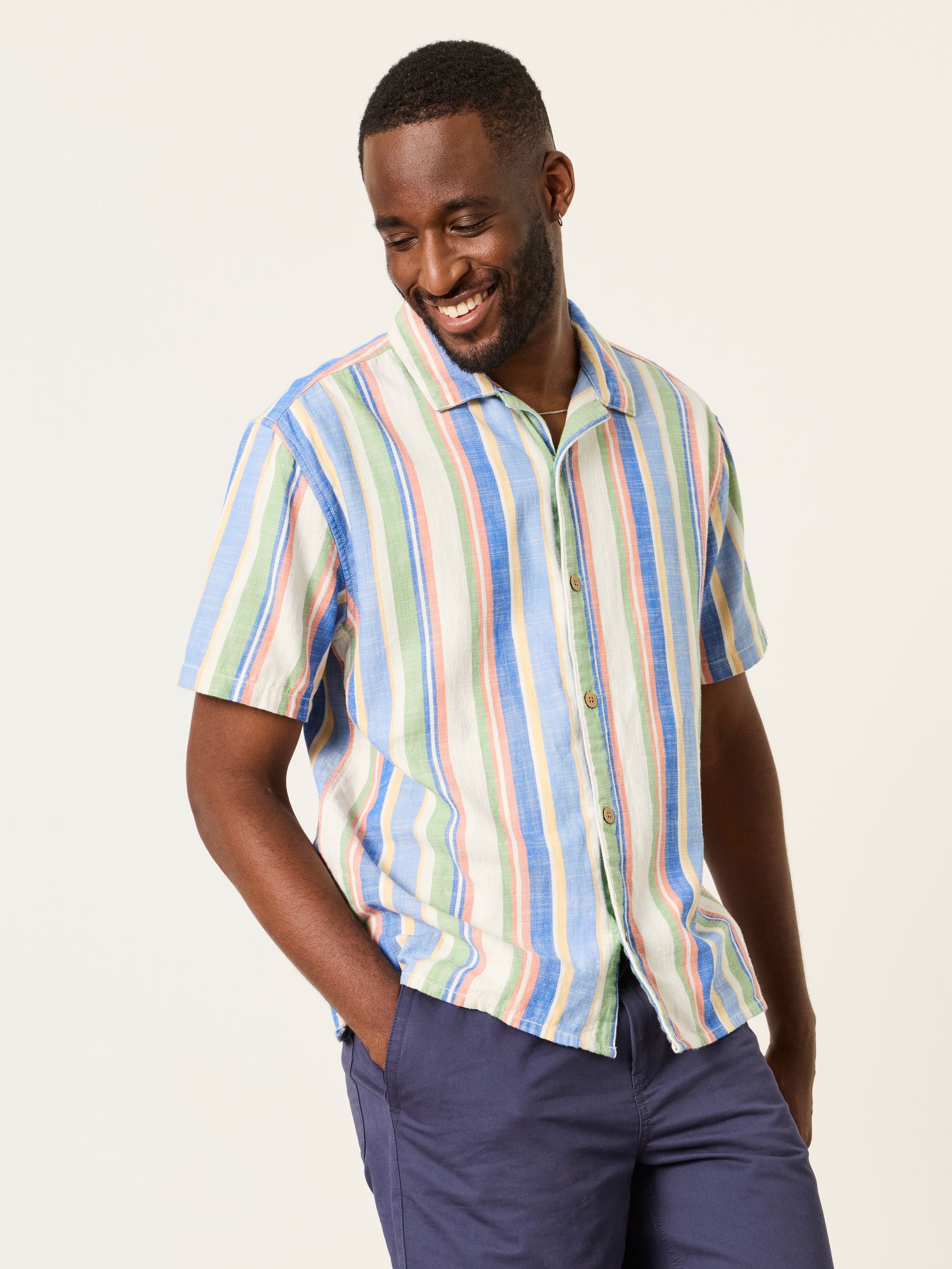 Multi Short Sleeve Relaxed Fit Deck Stripe Shirt - Image 1 of 7