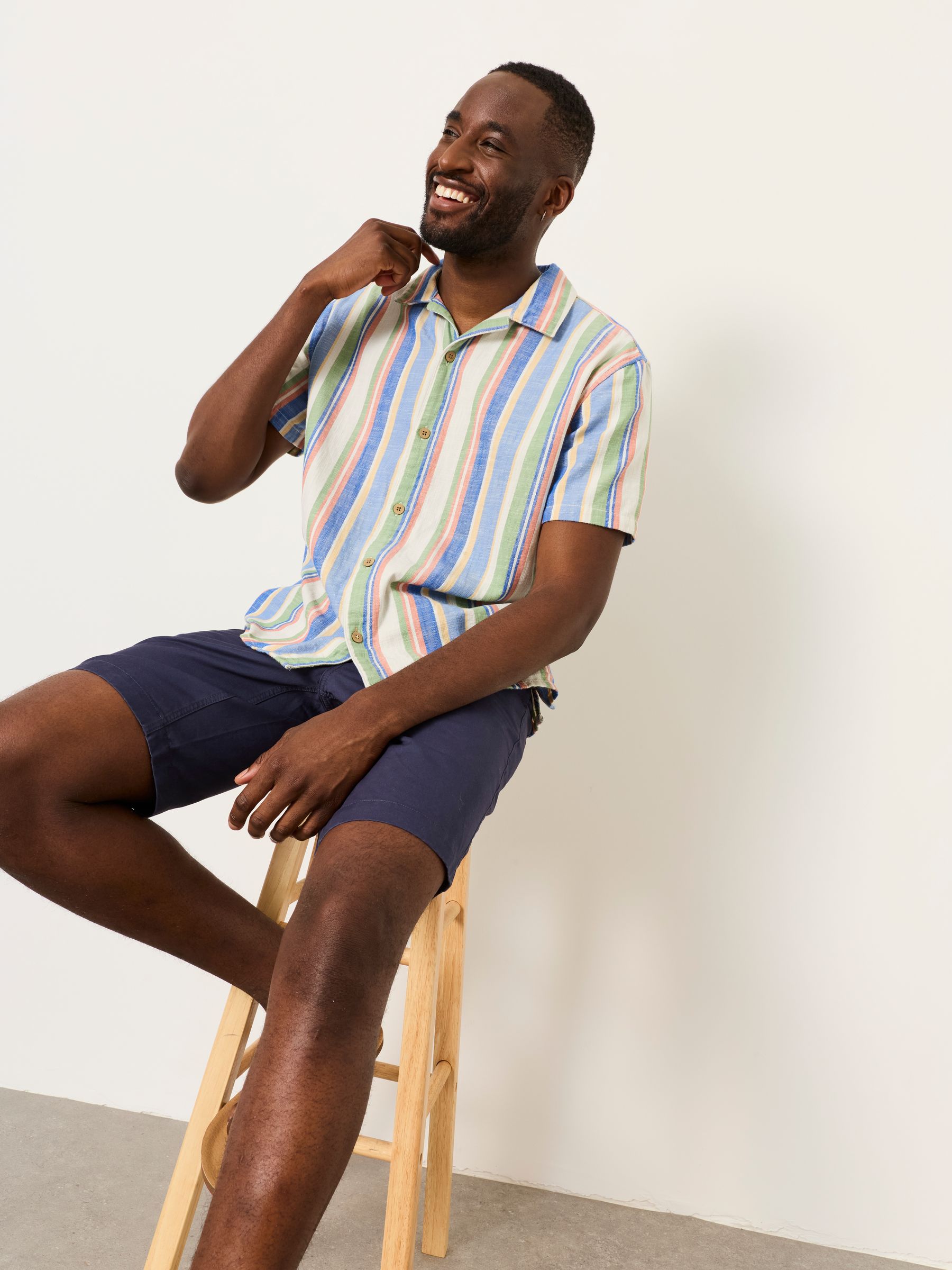 Multi Short Sleeve Relaxed Fit Deck Stripe Shirt - Image 6 of 7