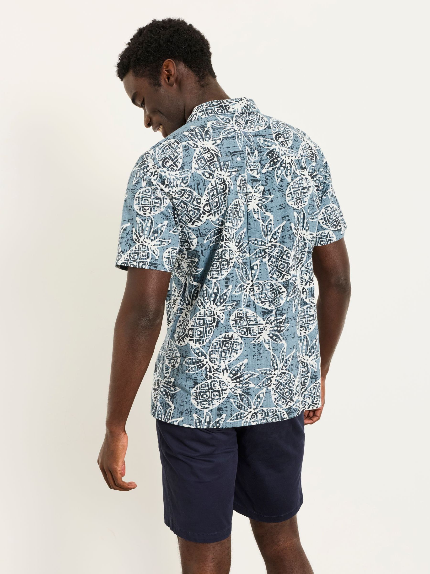 Blue Short Sleeve Pineapple Print Shirt - Image 2 of 5