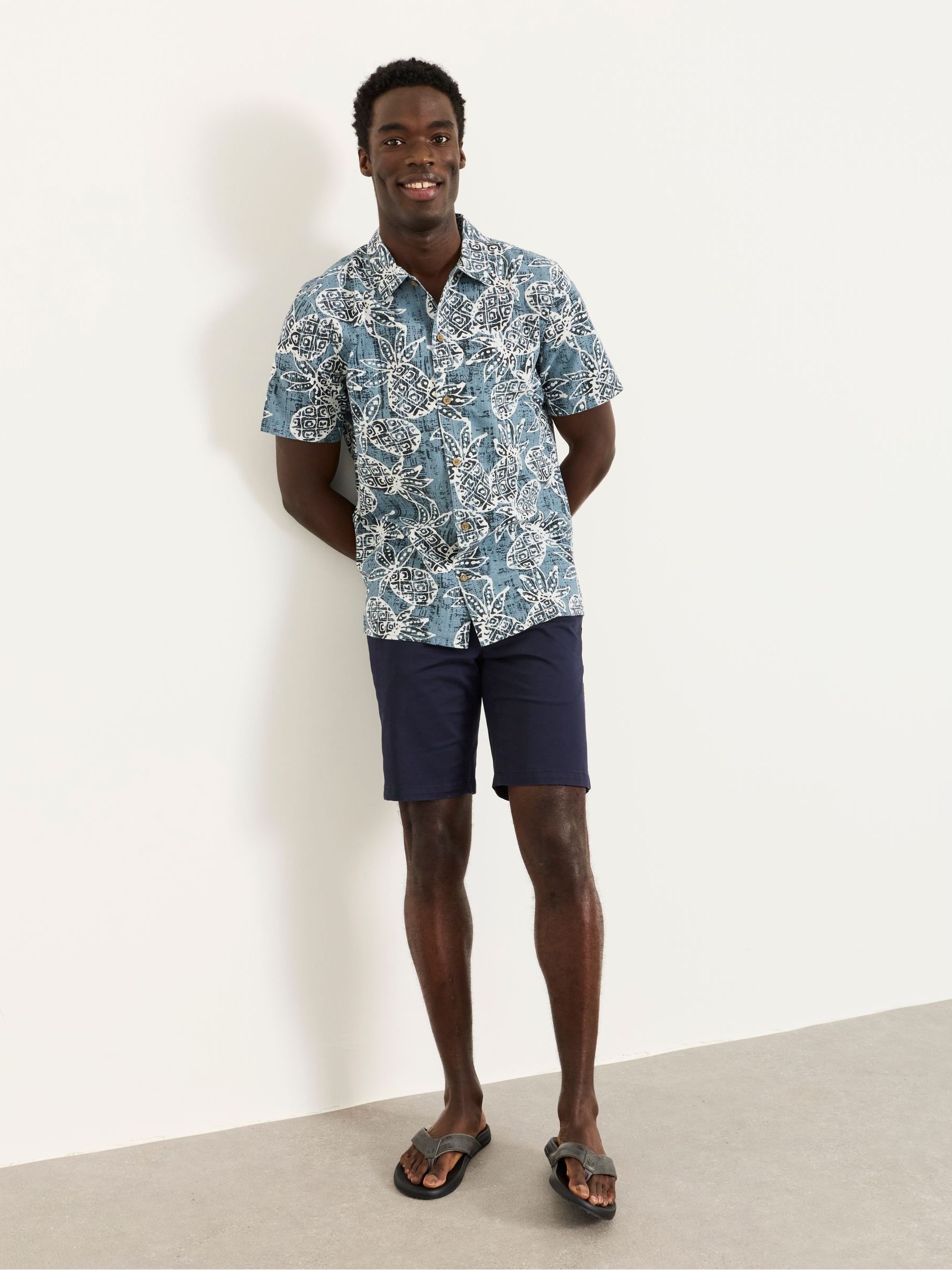 Blue Short Sleeve Pineapple Print Shirt - Image 3 of 5