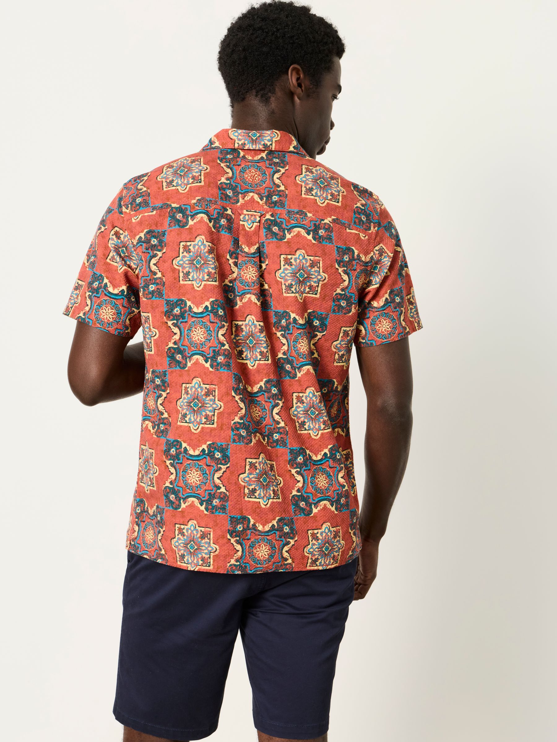 Rust Red Short Sleeve Tile Print Shirt - Image 2 of 5