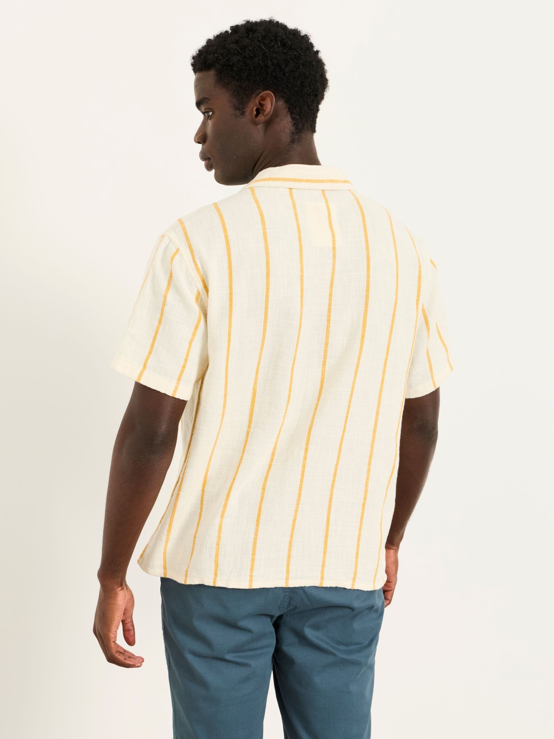 Dark Yellow Short Sleeve Relaxed Fit Brue Wide Stripe Shirt - Image 2 of 6