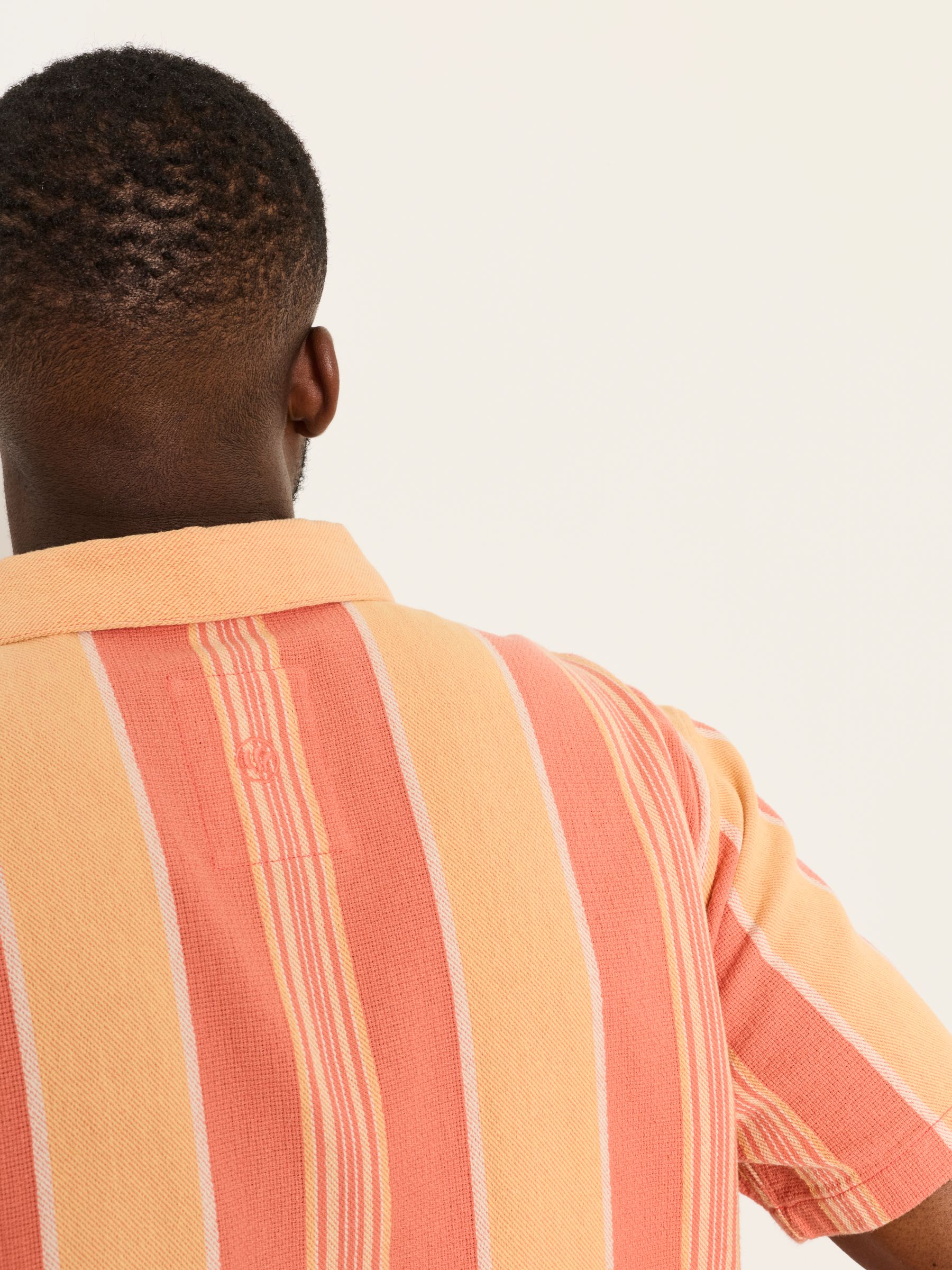 Coral Pink Short Sleeve Relaxed Fit Pier Stripe Shirt - Image 6 of 8