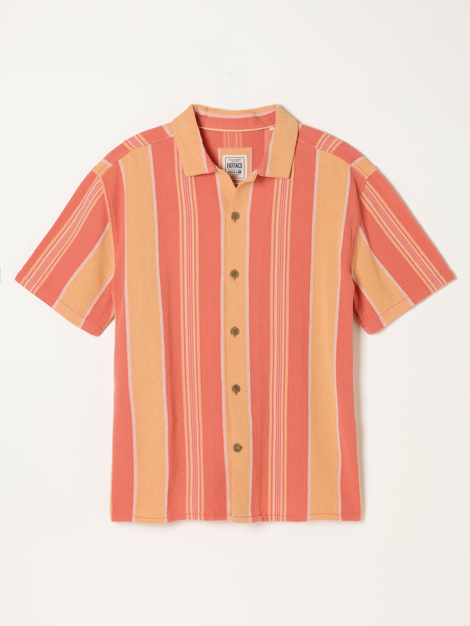 Coral Pink Short Sleeve Relaxed Fit Pier Stripe Shirt - Image 8 of 8