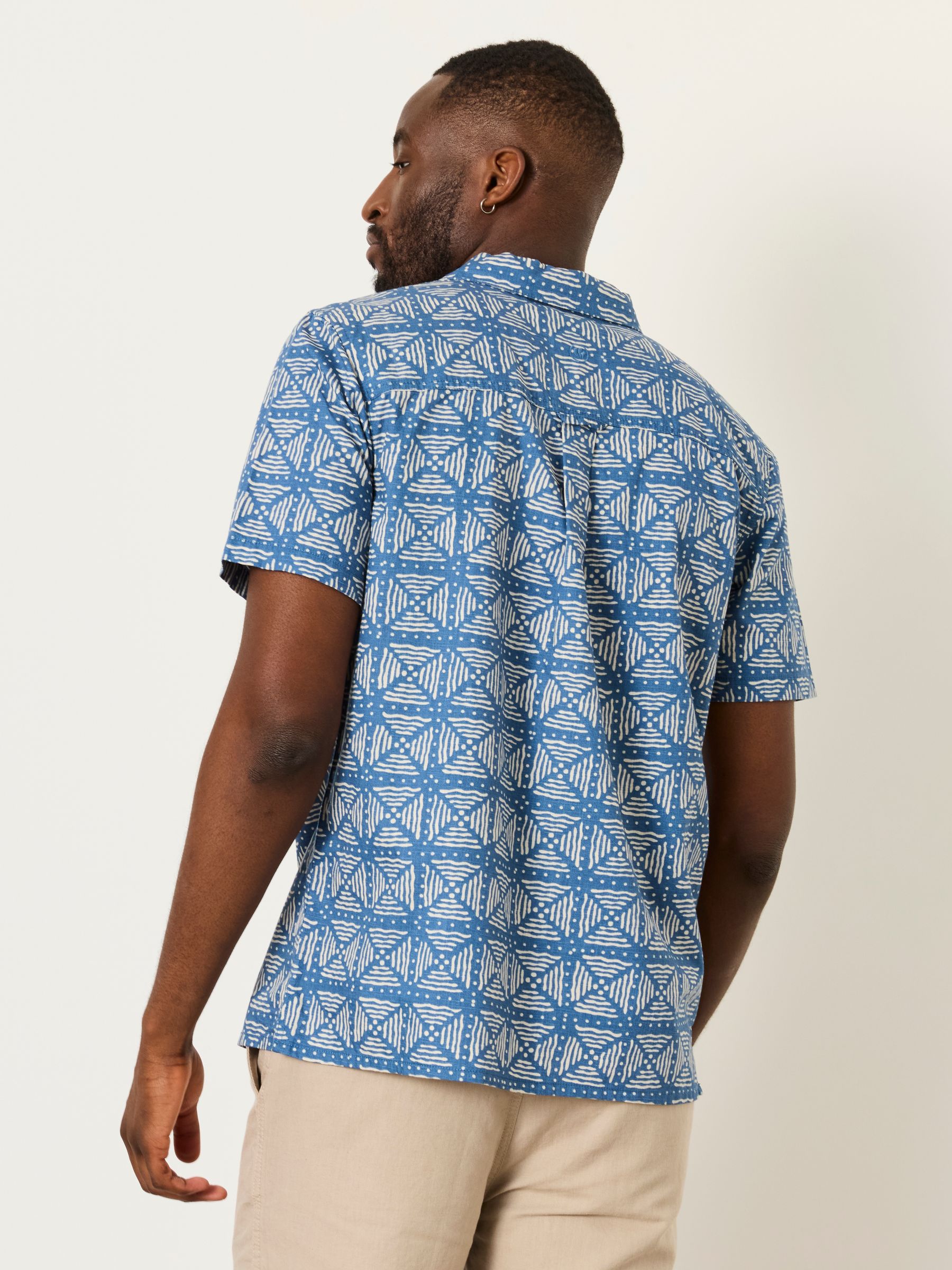 Blue Short Sleeve Geometric Doodle Pattern Shirt - Image 3 of 7
