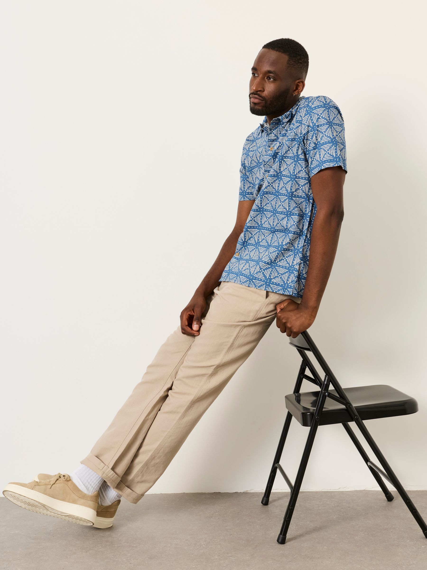 Blue Short Sleeve Geometric Doodle Pattern Shirt - Image 6 of 7