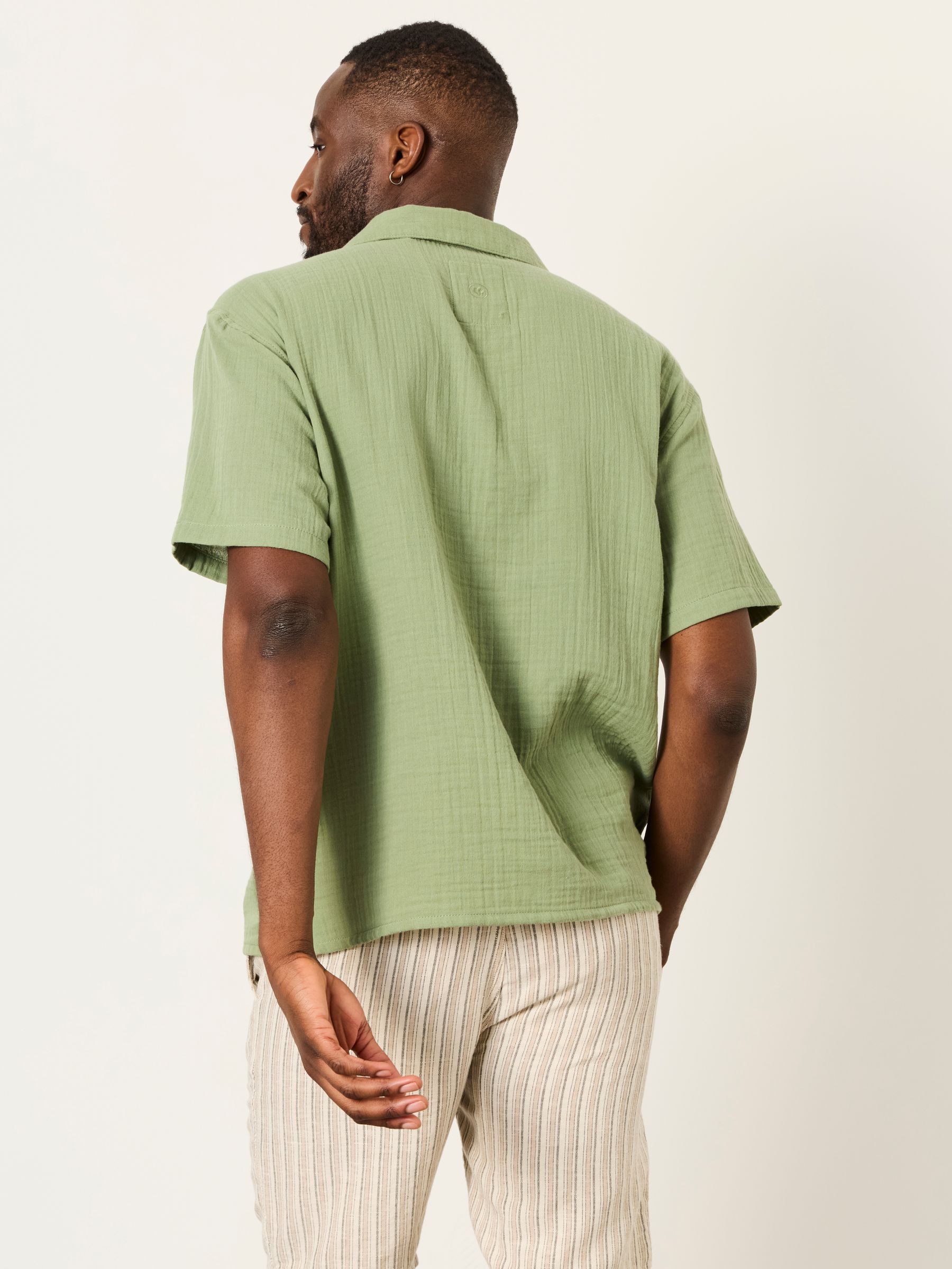 Green Short Sleeve Relaxed Fit Oliva Placement Embroidery Shirt - Image 2 of 7