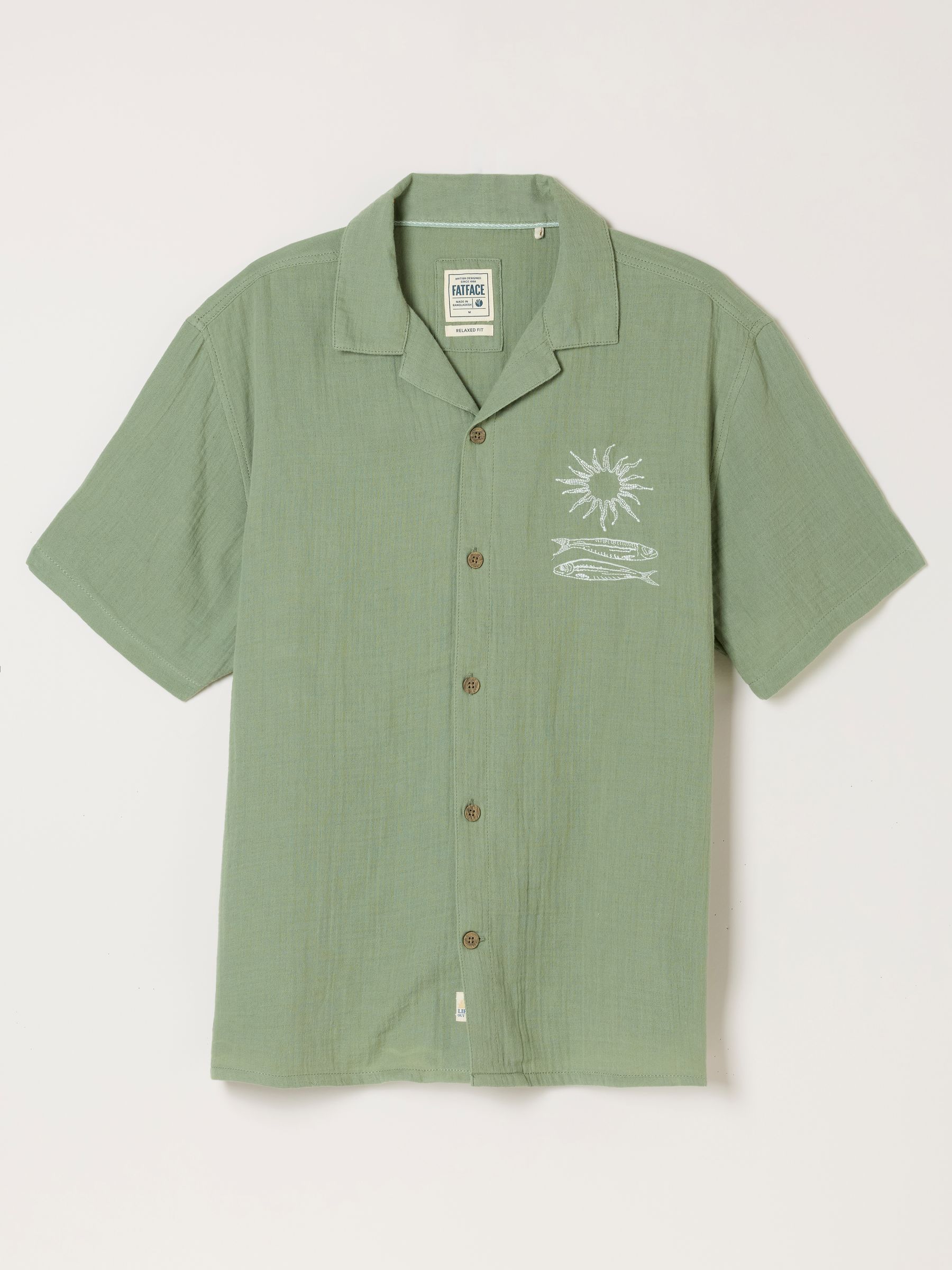 Green Short Sleeve Relaxed Fit Oliva Placement Embroidery Shirt - Image 7 of 7