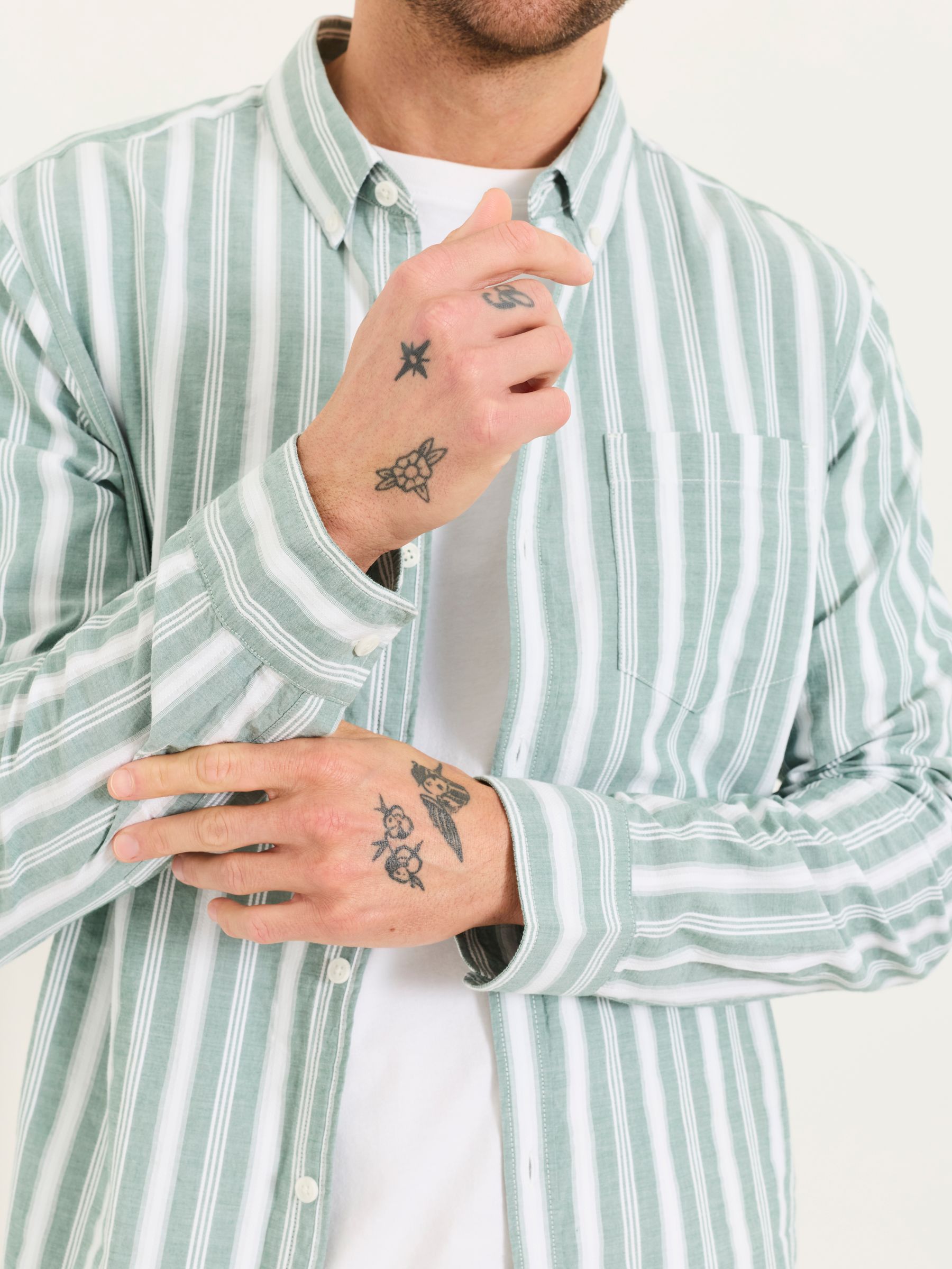 Green Long Sleeve Fynn Stripe Shirt - Image 3 of 6