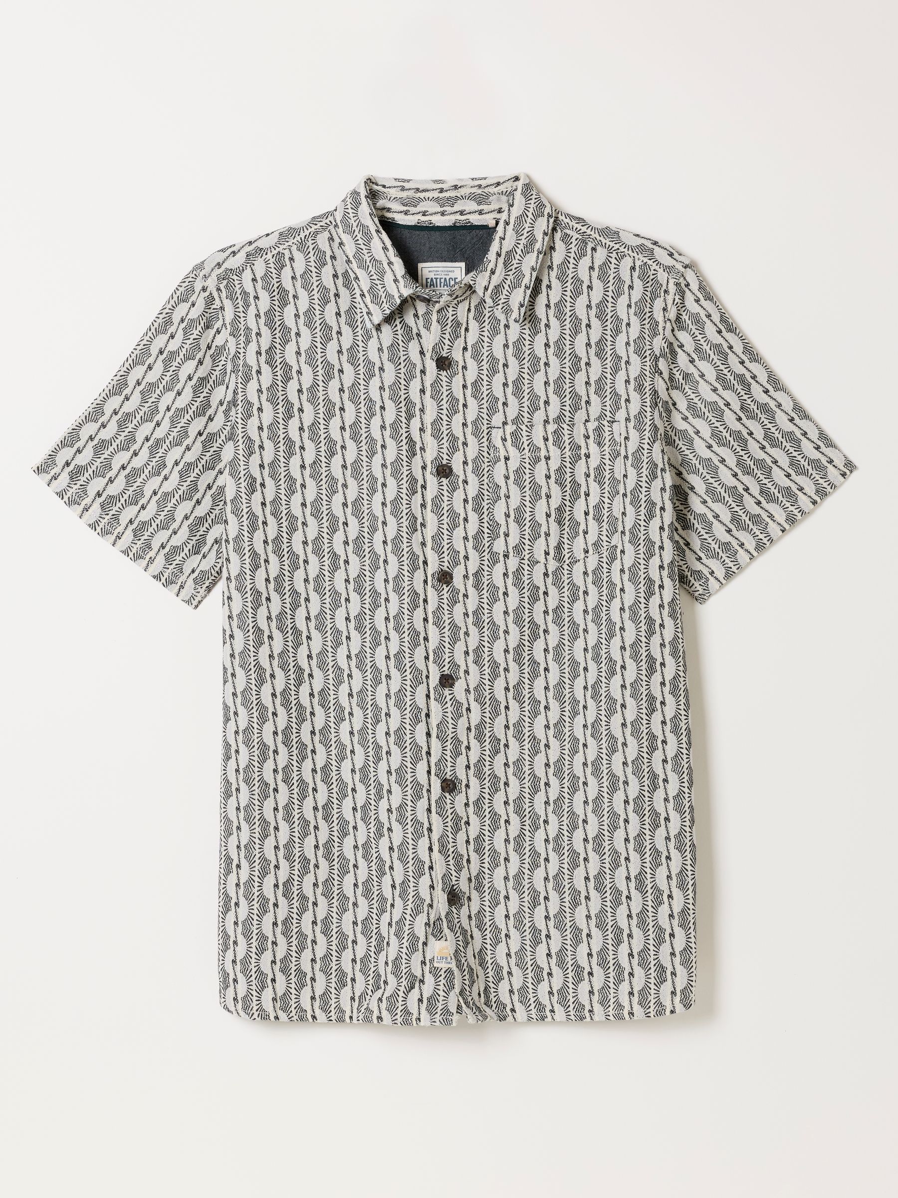 Washed Black Short Sleeve Sunset Jacquard Shirt - Image 6 of 6