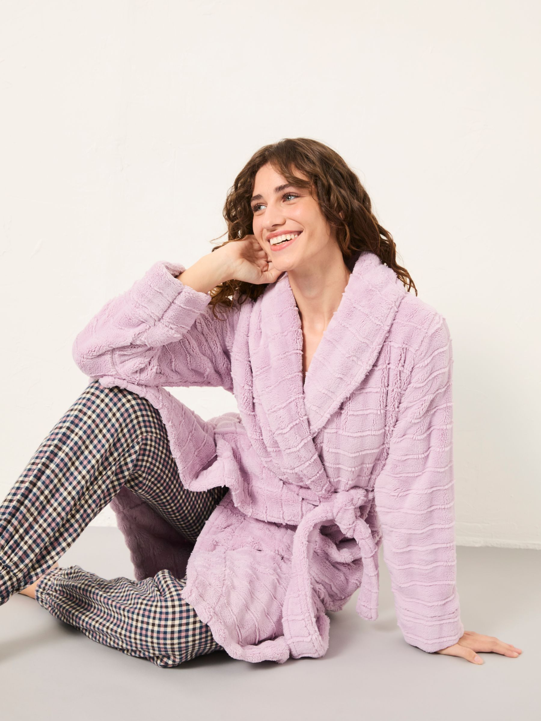 Lilac Purple Cosy Textured Dressing Gown - Image 4 of 5