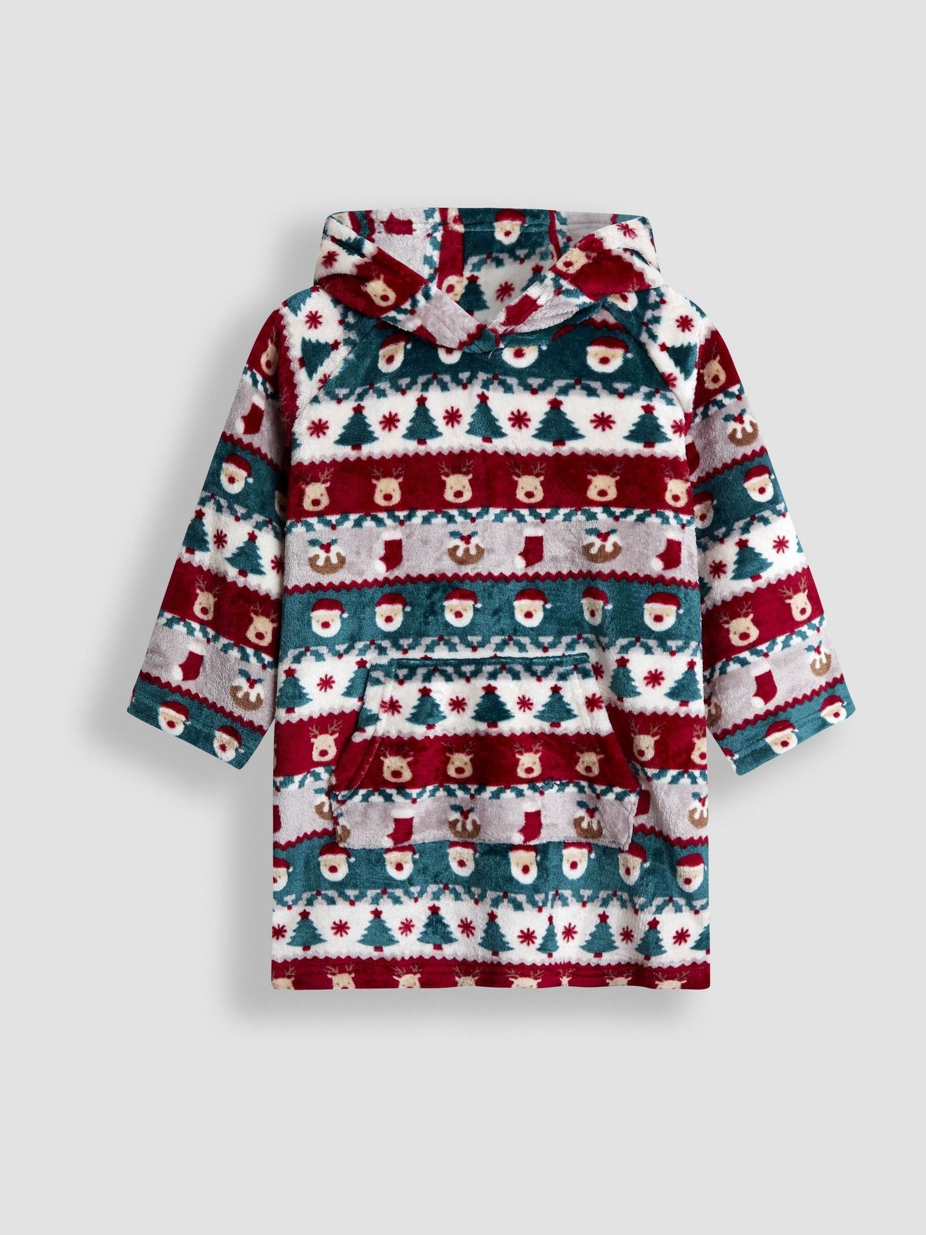 Red Fairisle Christmas Print Cosy Hooded Blanket - Image 1 of 4