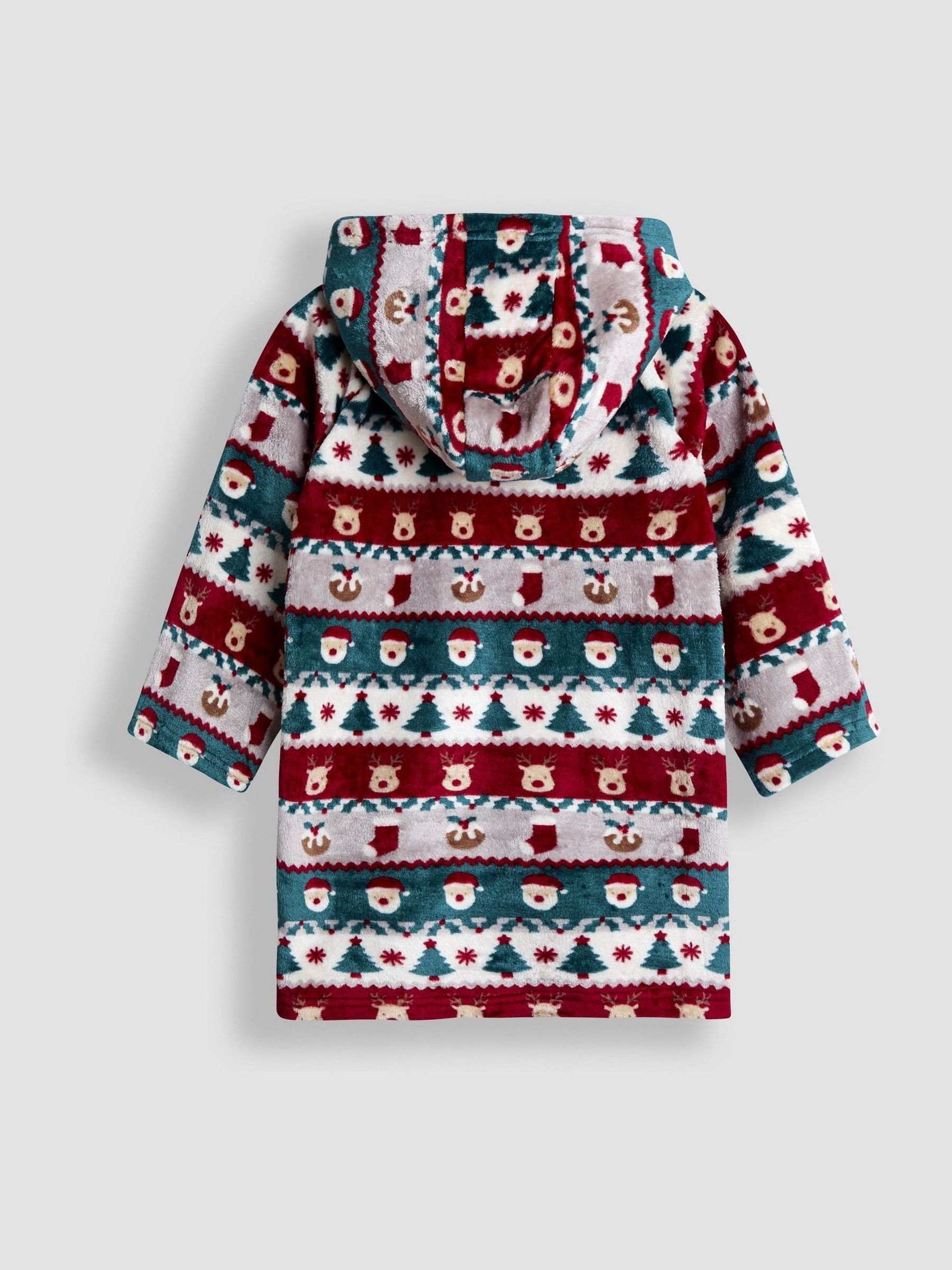 Red Fairisle Christmas Print Cosy Hooded Blanket - Image 2 of 4