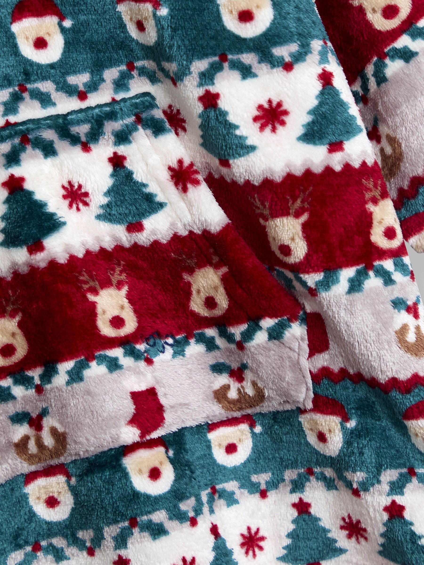 Red Fairisle Christmas Print Cosy Hooded Blanket - Image 4 of 4