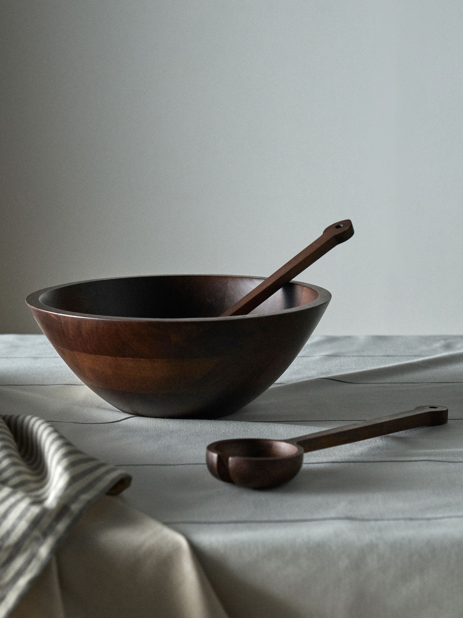 Brown Wooden Bowl and Servers Set - Image 2 of 5