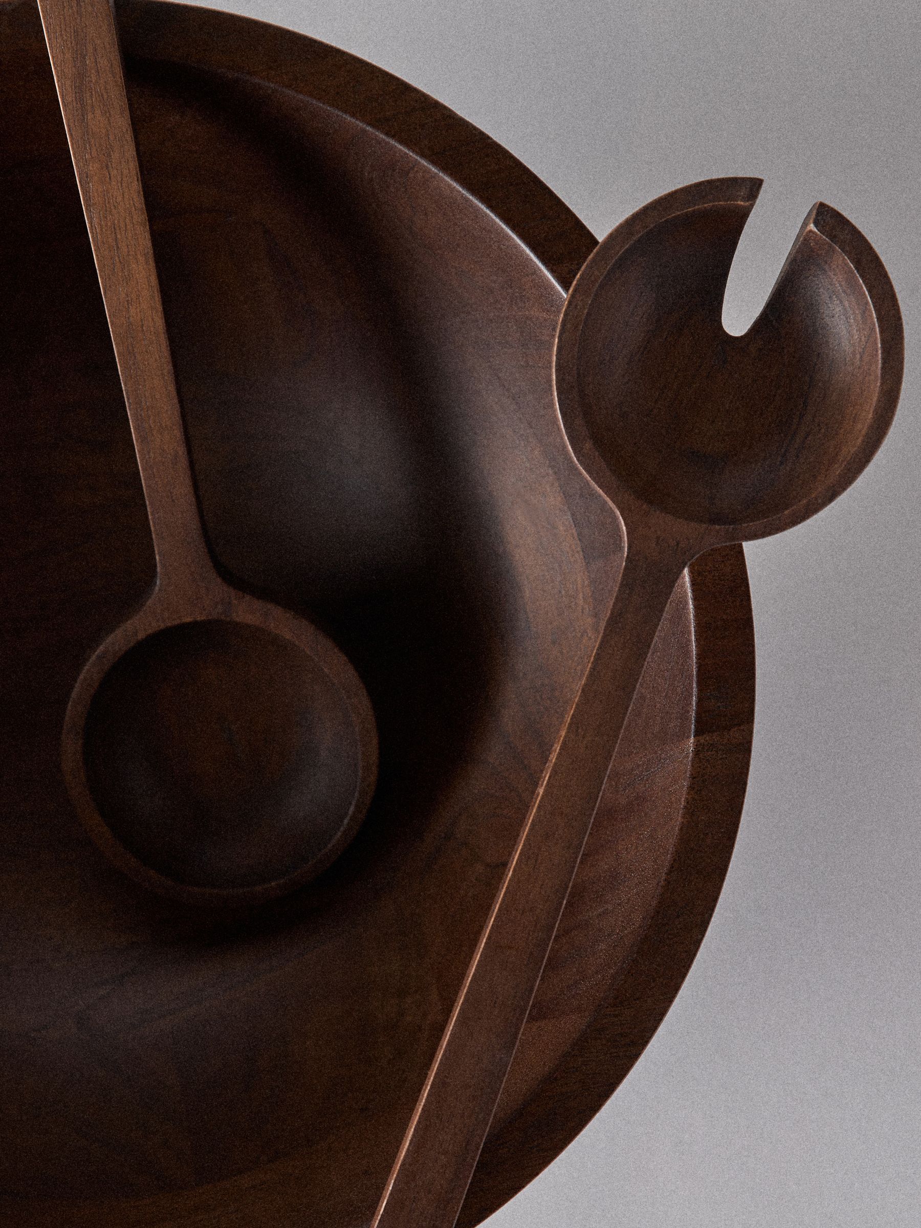 Brown Wooden Bowl and Servers Set - Image 3 of 5