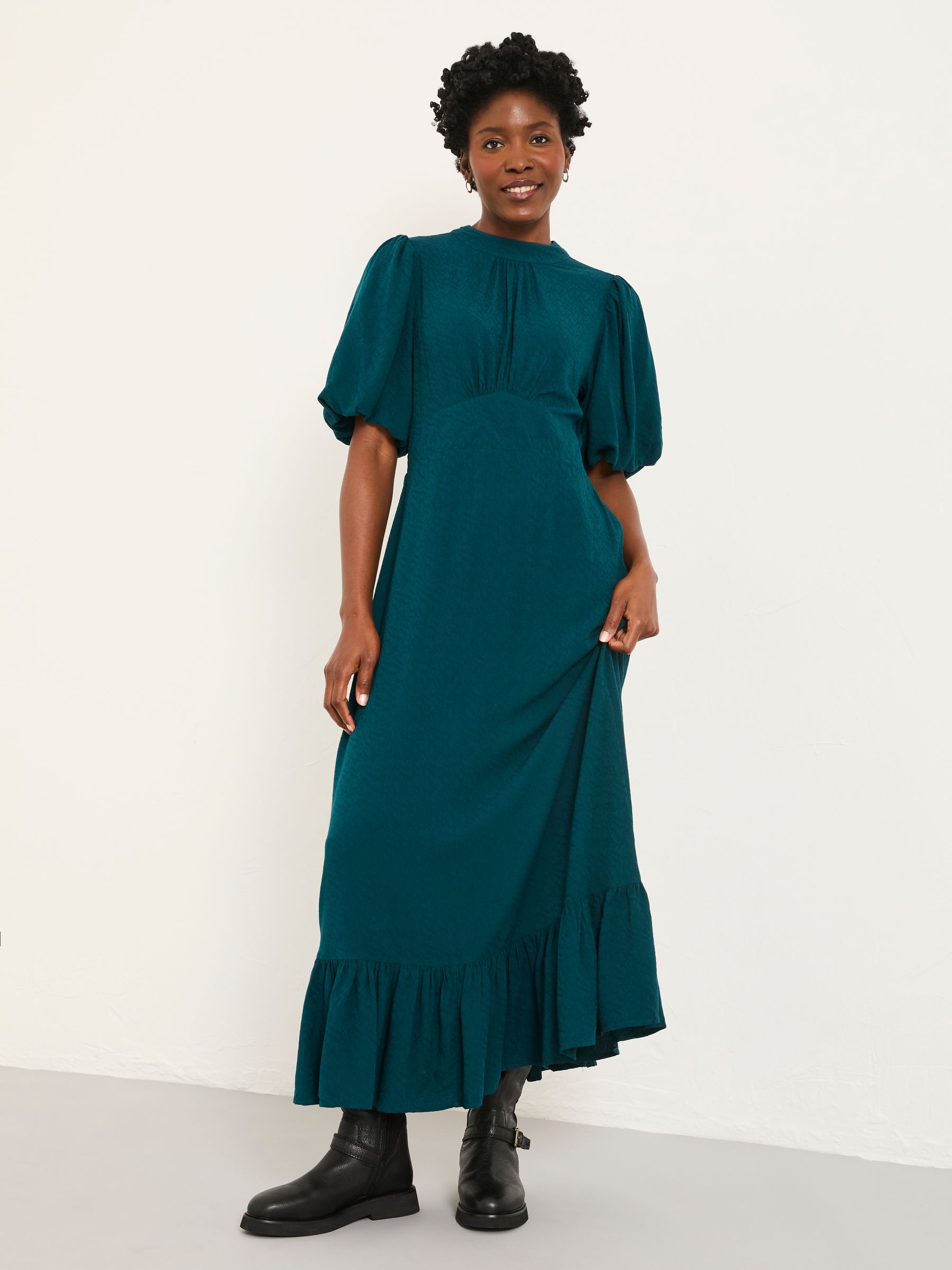 Mila Teal Blue Petite Midi Dress - Image 3 of 7