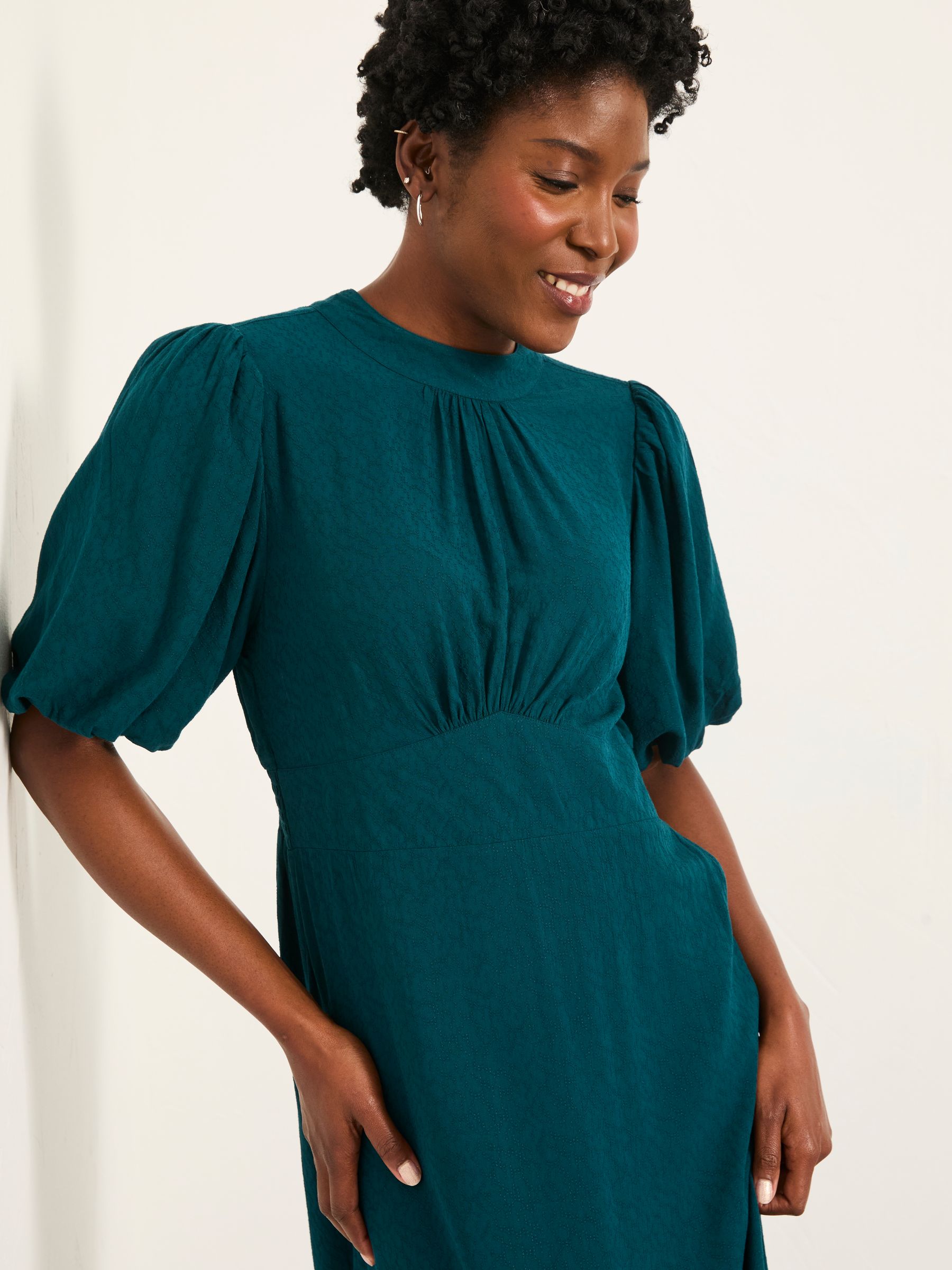 Mila Teal Blue Petite Midi Dress - Image 4 of 7
