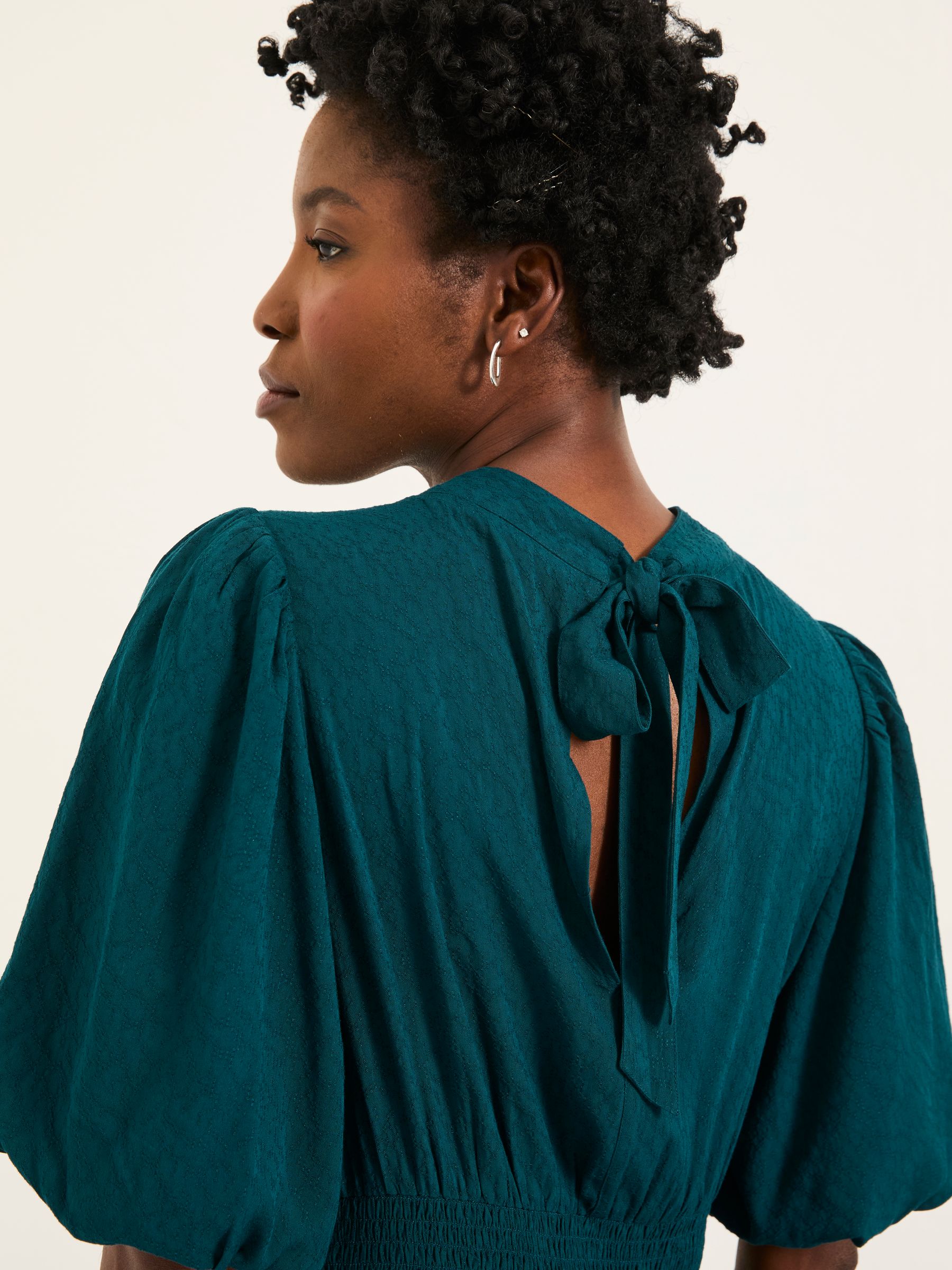 Mila Teal Blue Petite Midi Dress - Image 5 of 7
