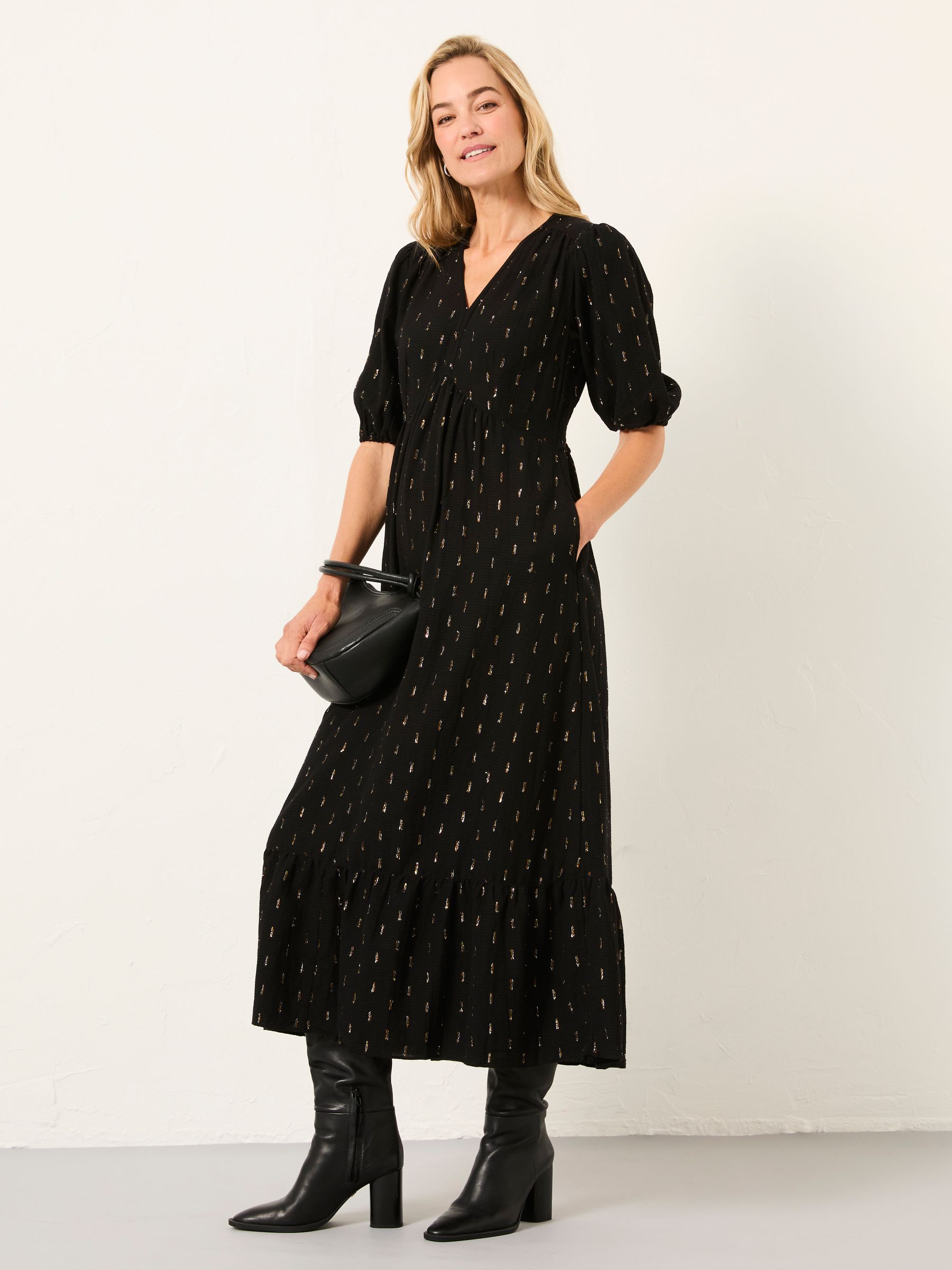 Milly Black Regular Metallic Midi Dress - Image 2 of 7