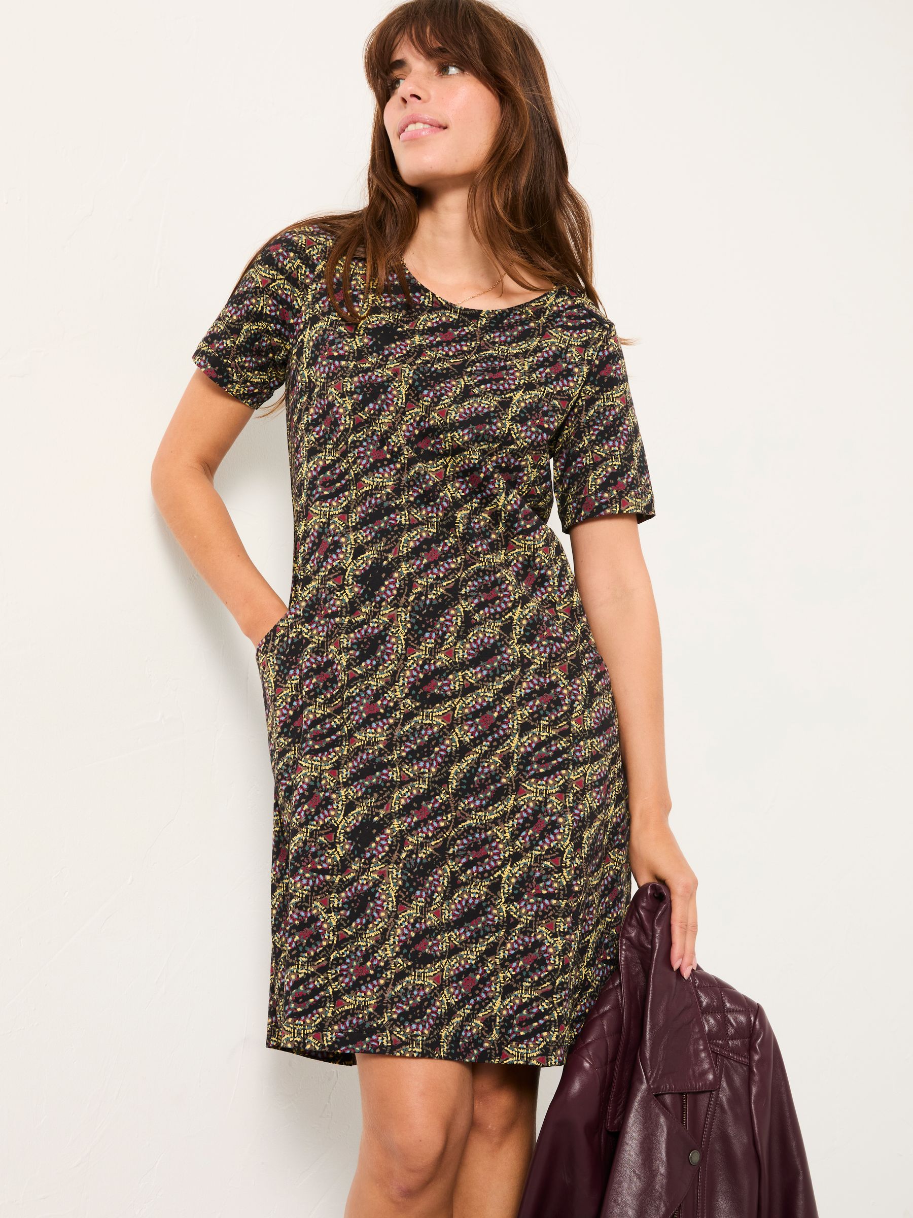 Simone Black Sketchy Texture Regular Jersey Dress - Image 1 of 5