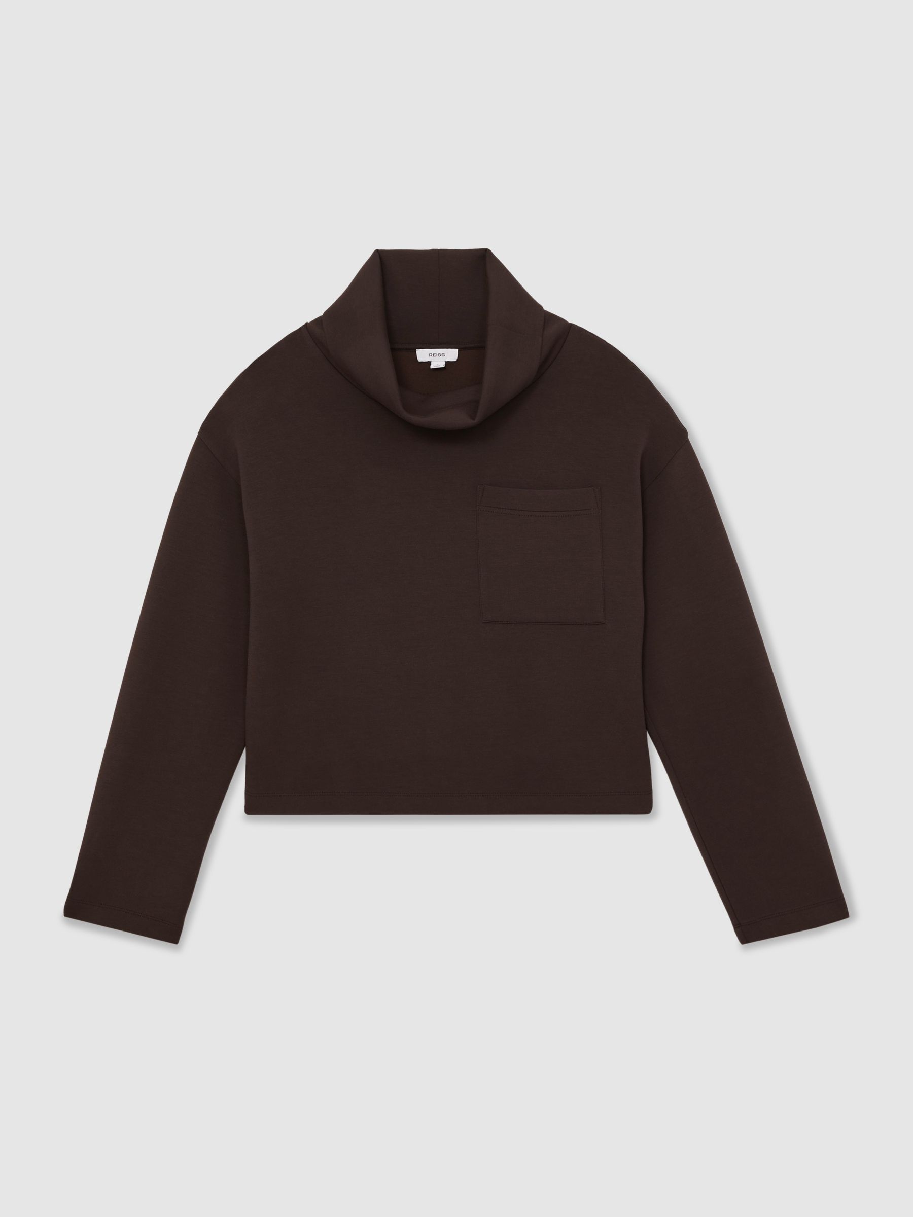 Interlock-Jersey Funnel-Neck Sweatshirt in Dark Chocolate Brown - Image 2 of 5